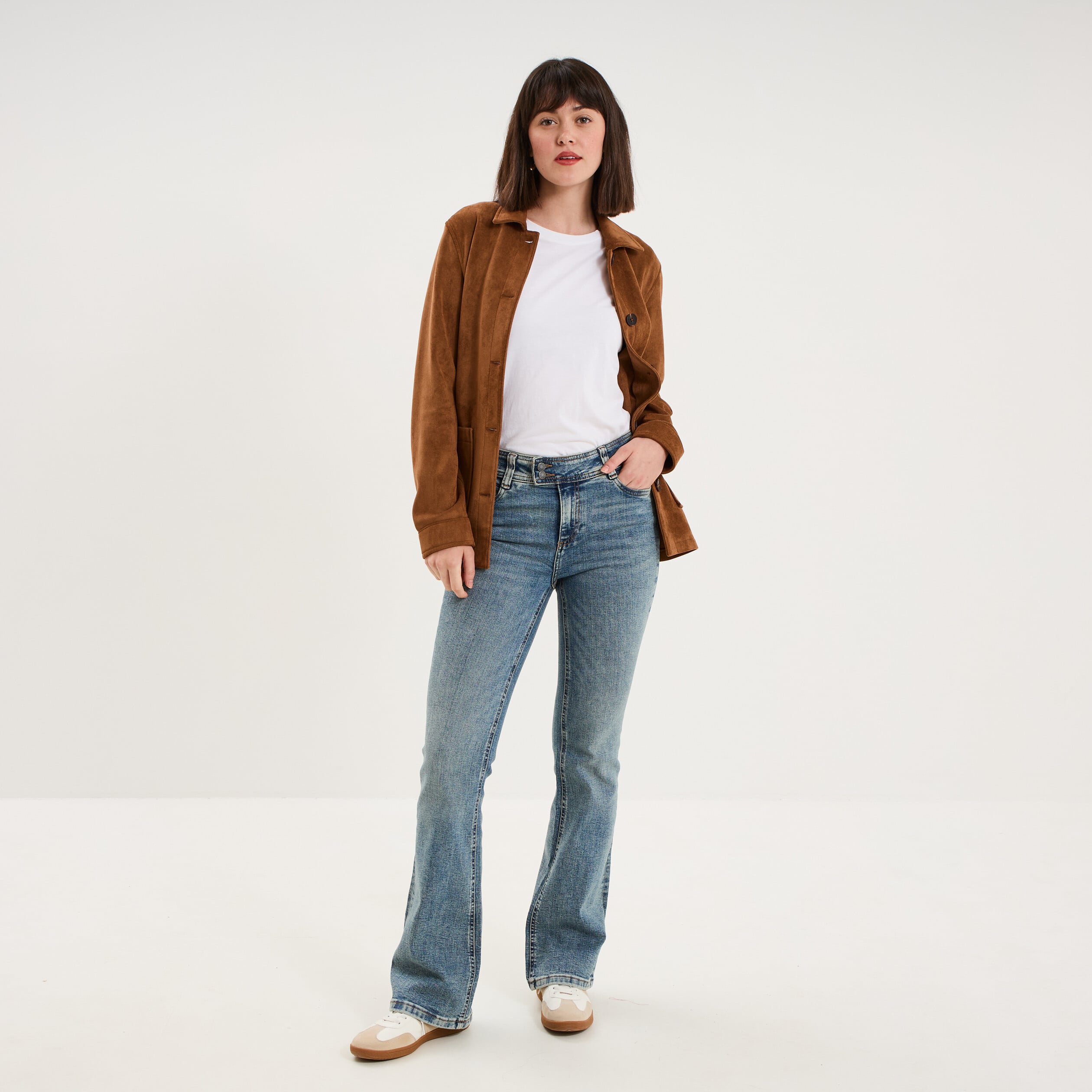 Jean flare taille basse denim dirty femme
