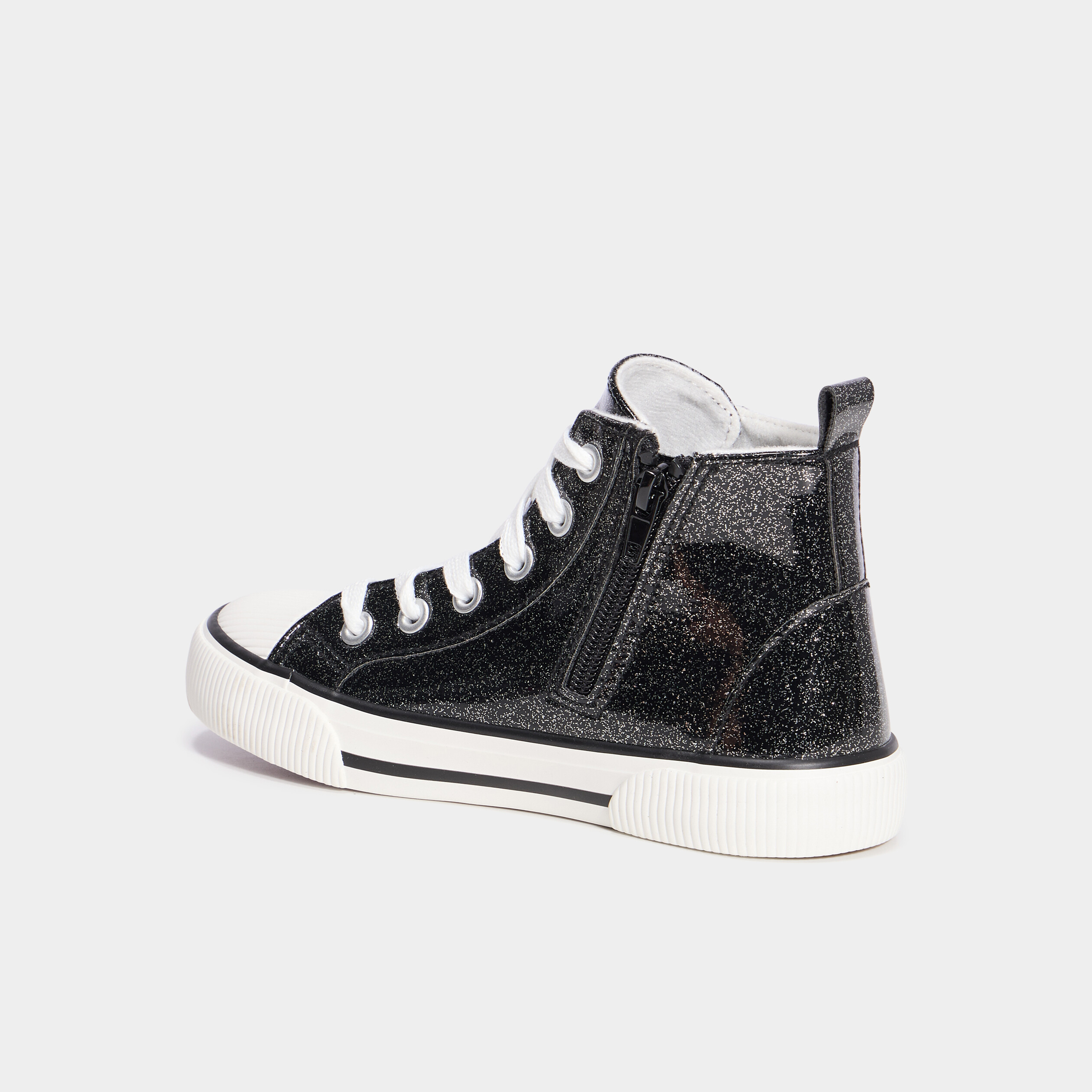 Baskets montantes zipp&eacute;es bout renforc&eacute; noir fille