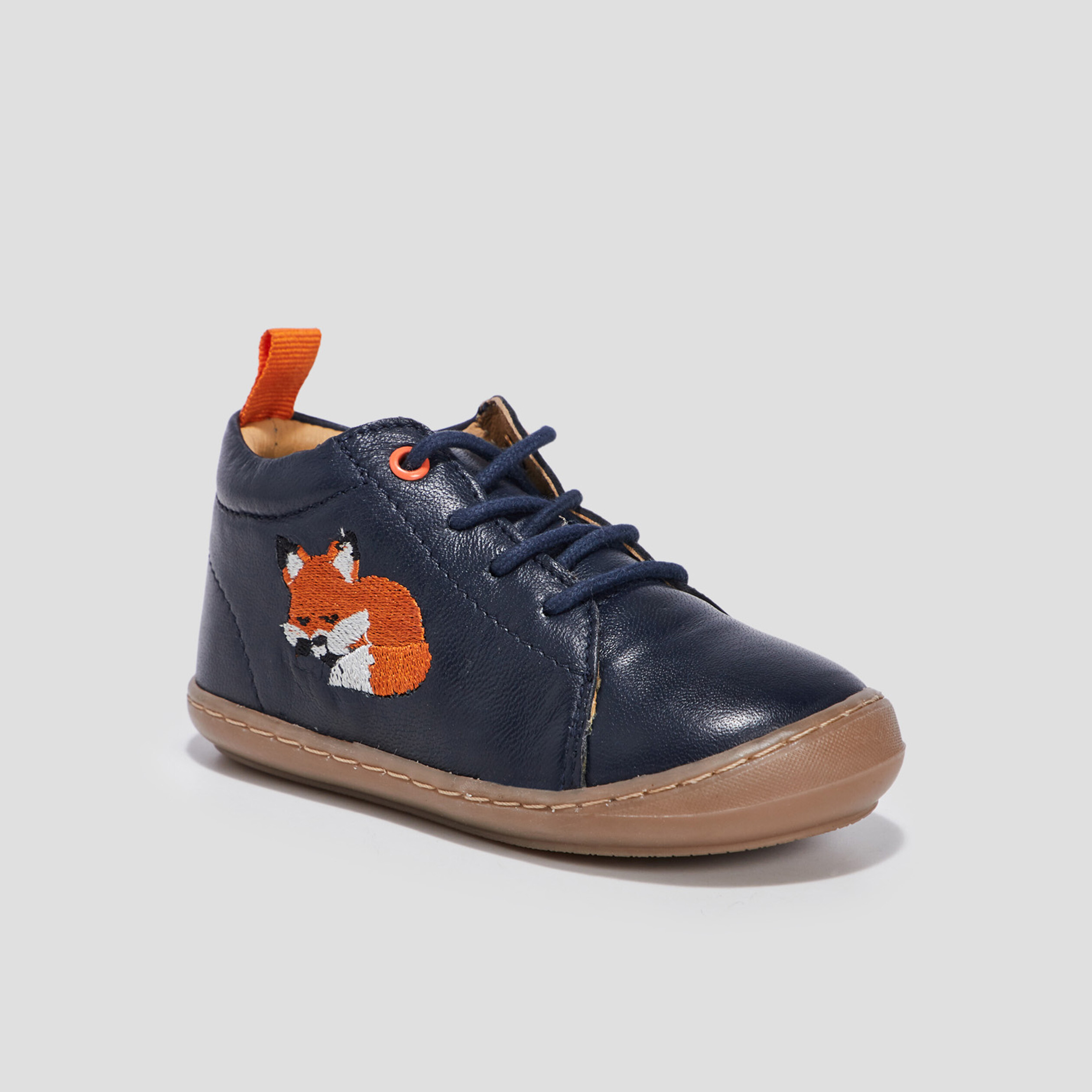 bottillons a lacets en cuir bleu marine bebeg Bottillons à lacets en cuir bleu marine bébé garçon