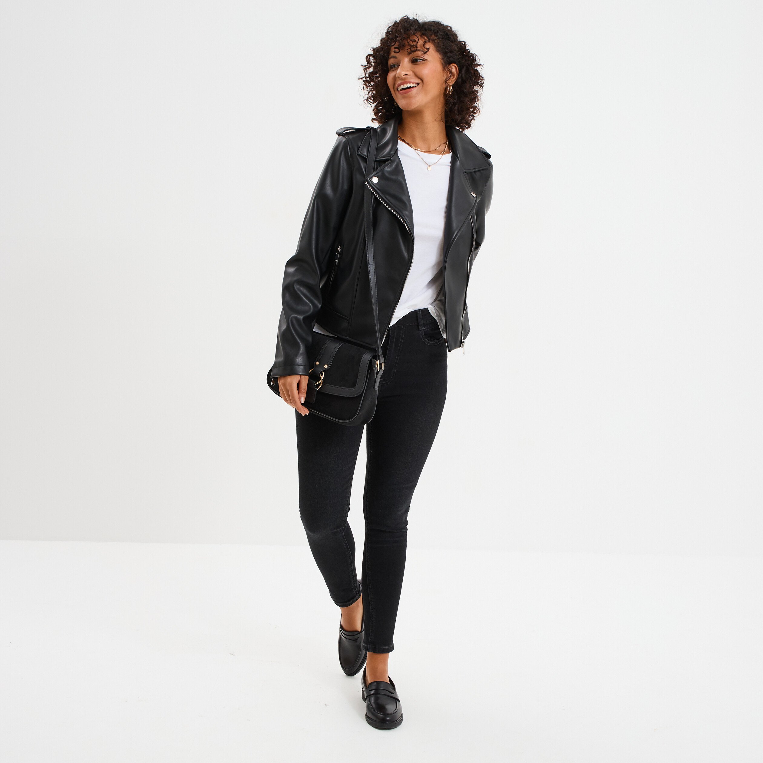 veste biker simili cuir noir femme Veste biker simili cuir noir femme