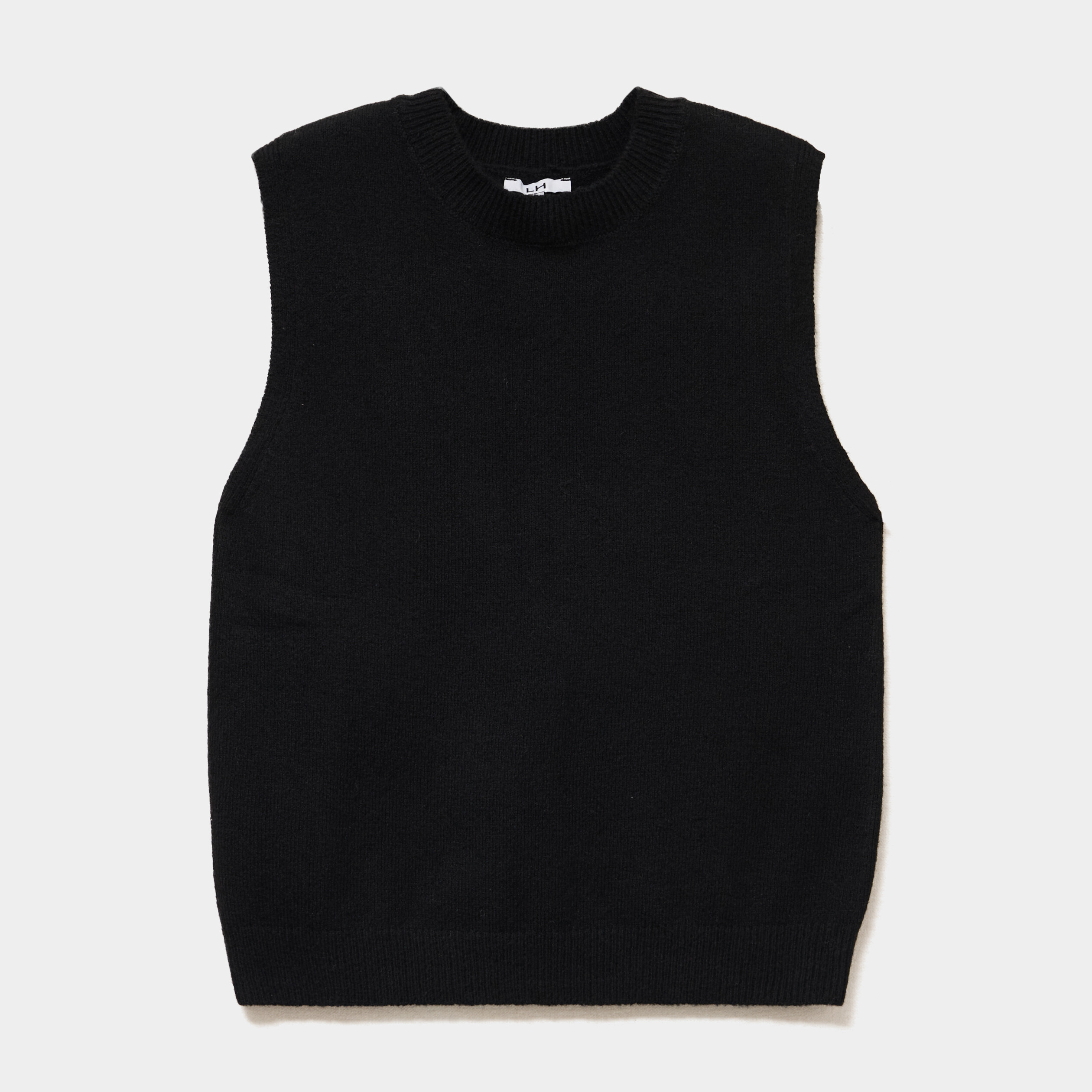Pull sans manches col rond noir femme