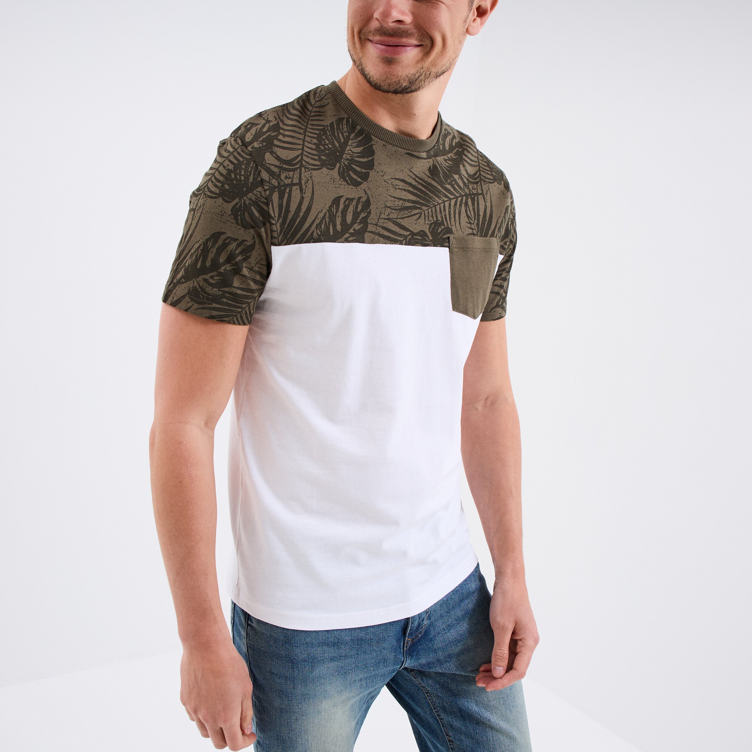 t shirt manches courtes 1 poche coton vert kaki homme T-shirt manches courtes 1 poche coton vert kaki homme