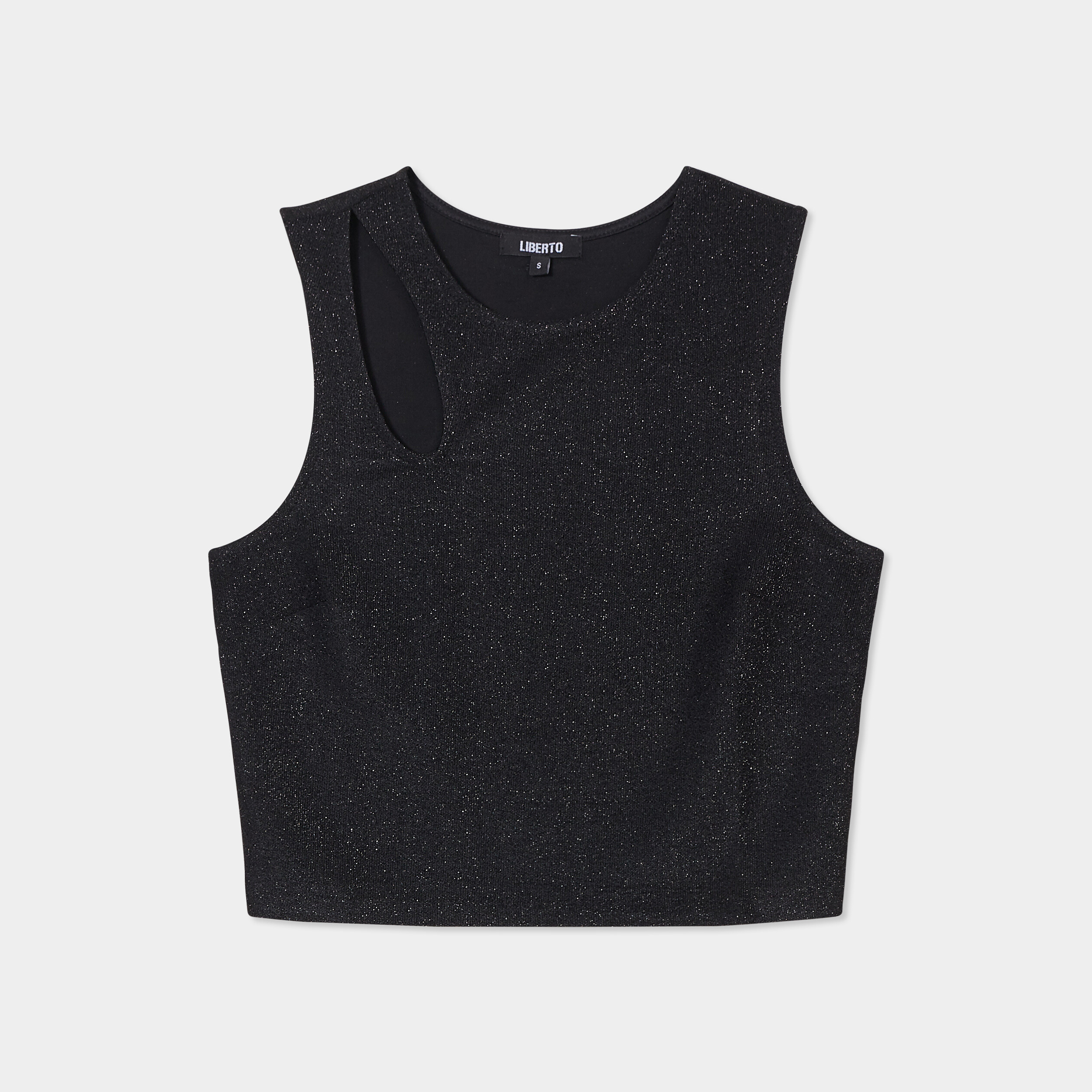 debardeur cropped detail epaule liberto noir femme Débardeur cropped détail épaule Liberto noir femme