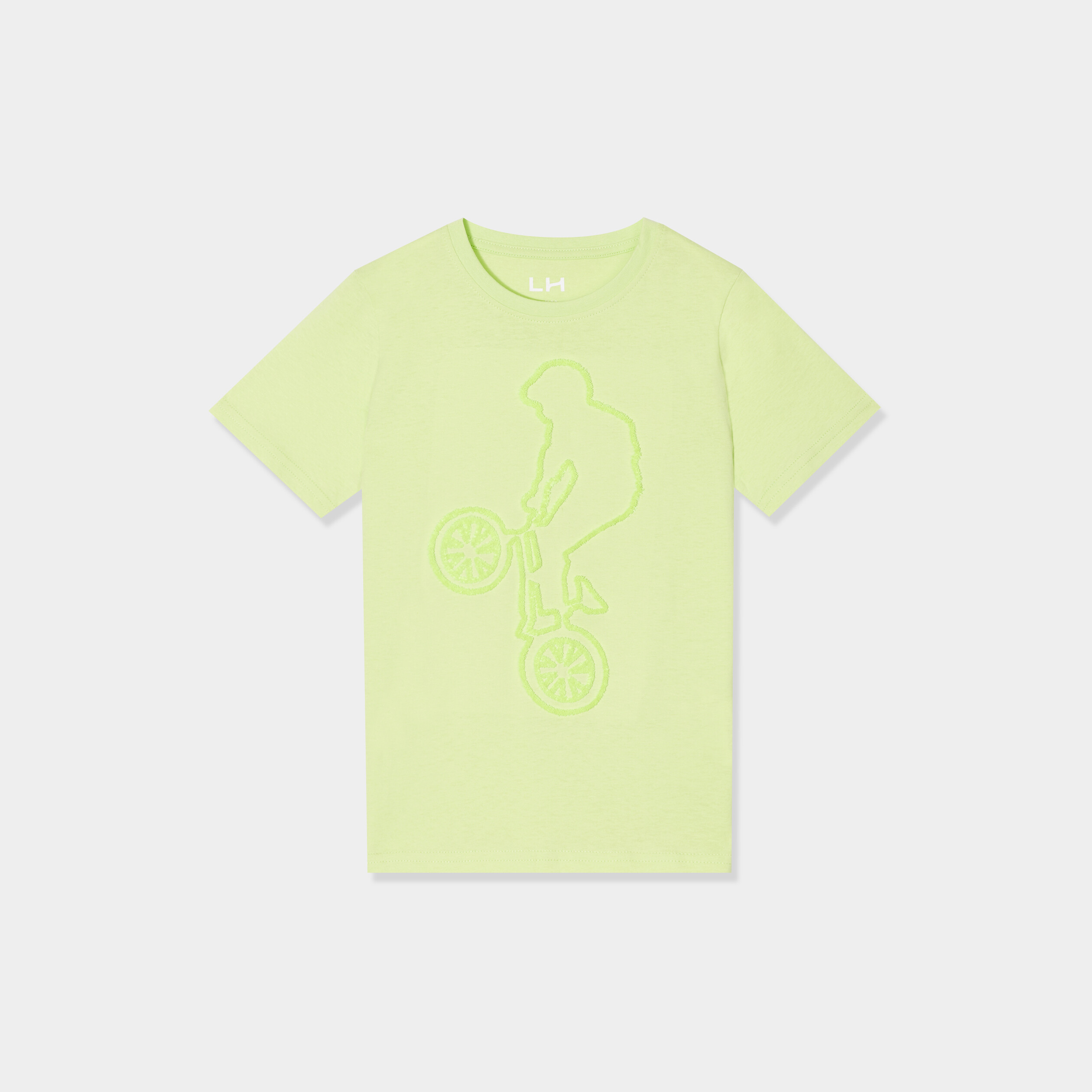 t shirt avec col rond manches courtes vert fluo garcon T-shirt avec col rond manches courtes vert fluo garçon