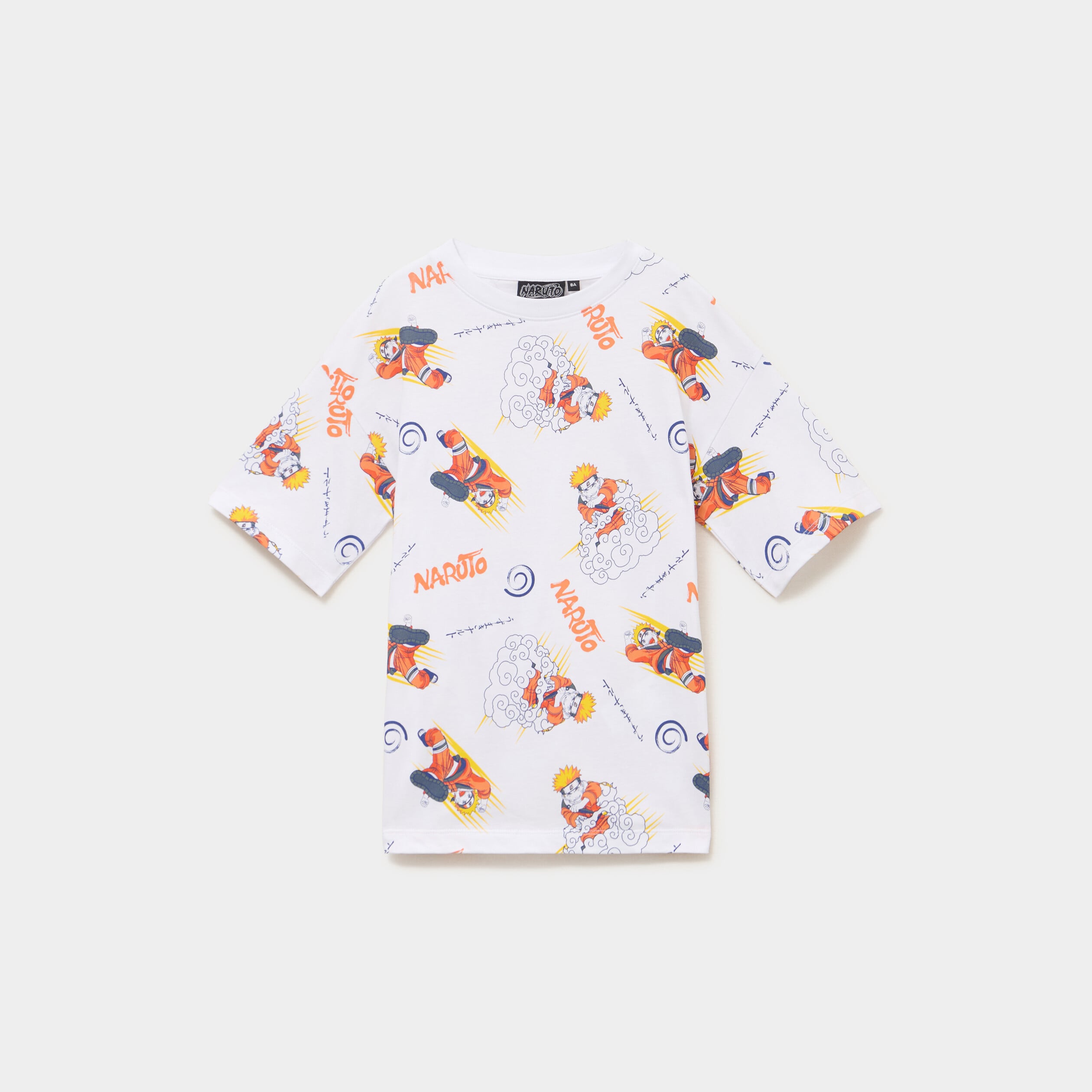 T-shirt manches courtes coton Naruto blanc gar&ccedil;on
