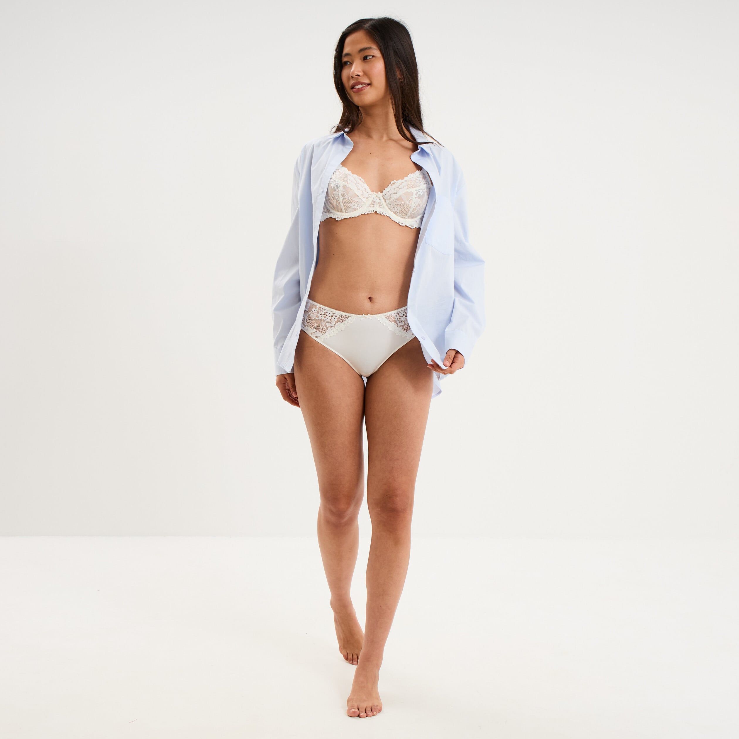 Shorty avec dentelle blanc femme