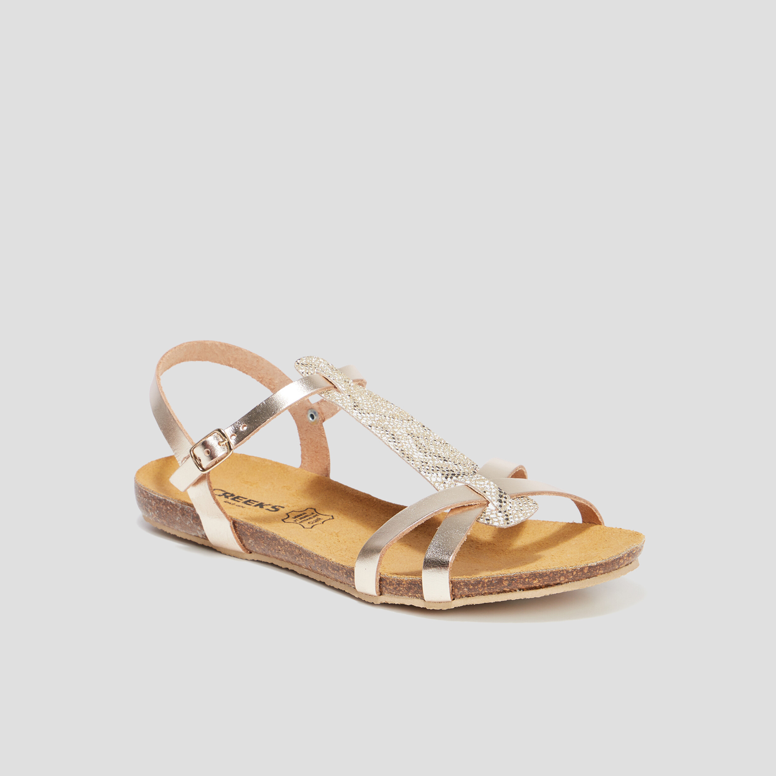 sandales plates en cuir creeks jaune or femme Sandales plates en cuir Creeks jaune or femme