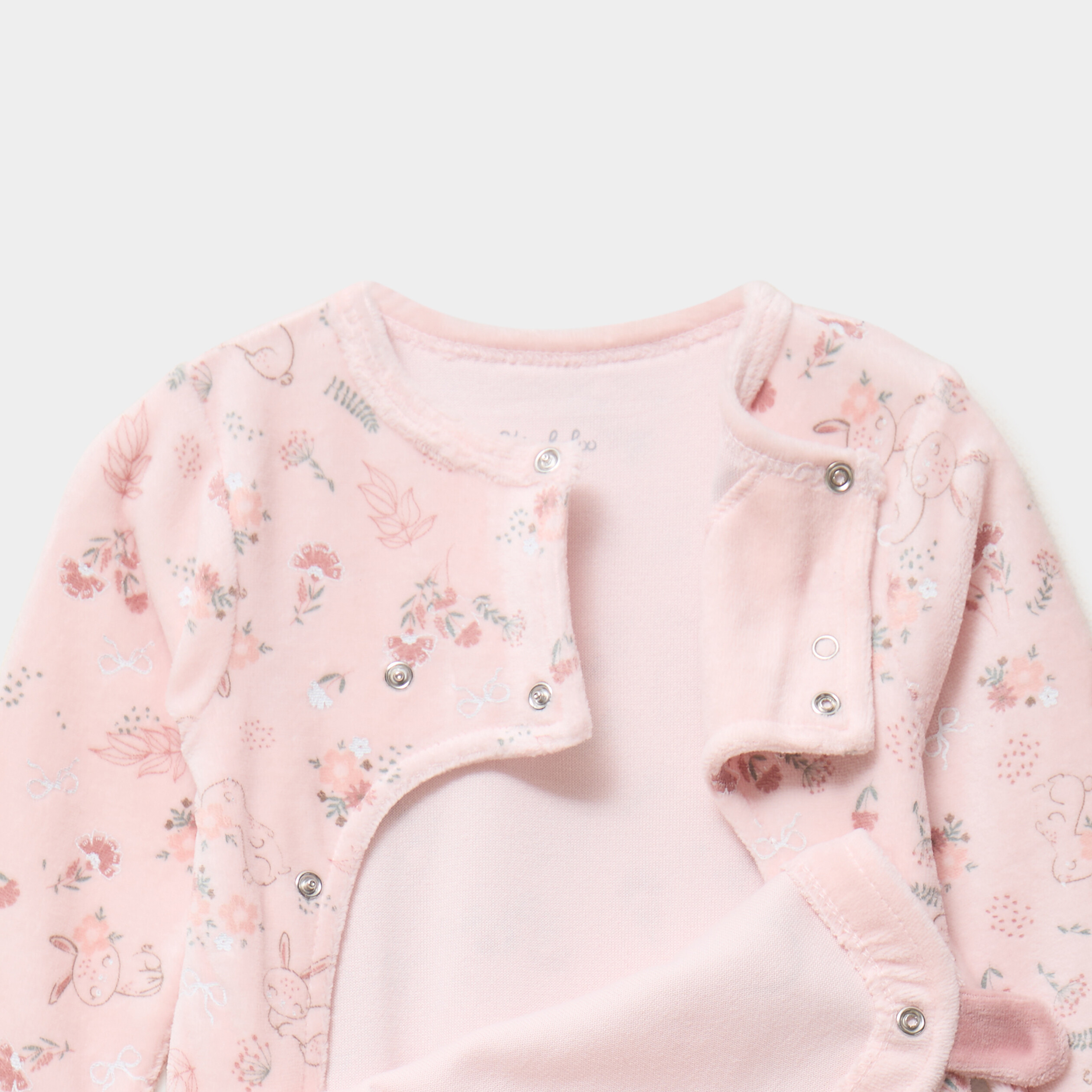 Dors-bien effet velours manches longues rose clair b&eacute;b&eacute;