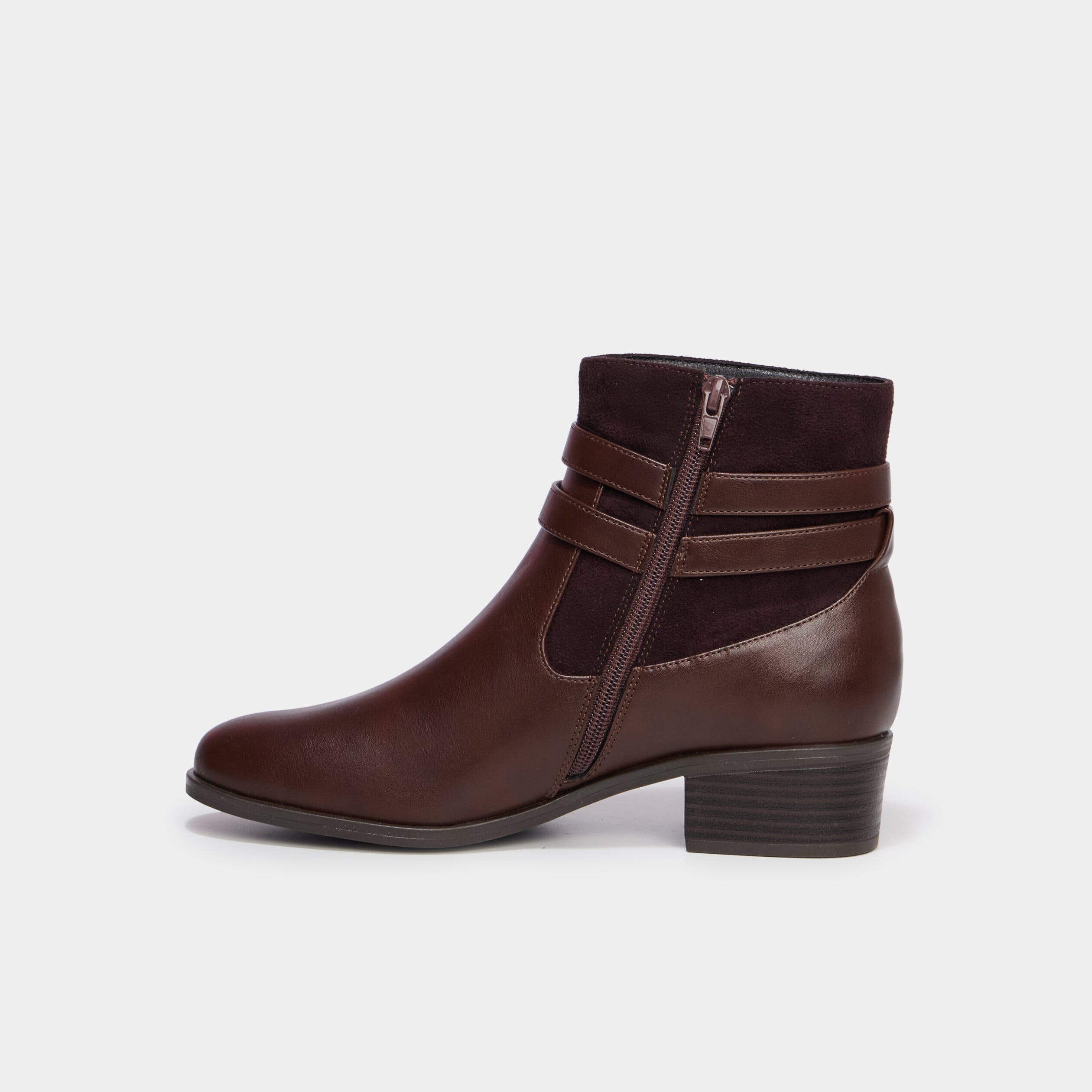 Boots chelsea d&eacute;tails boucles marron femme