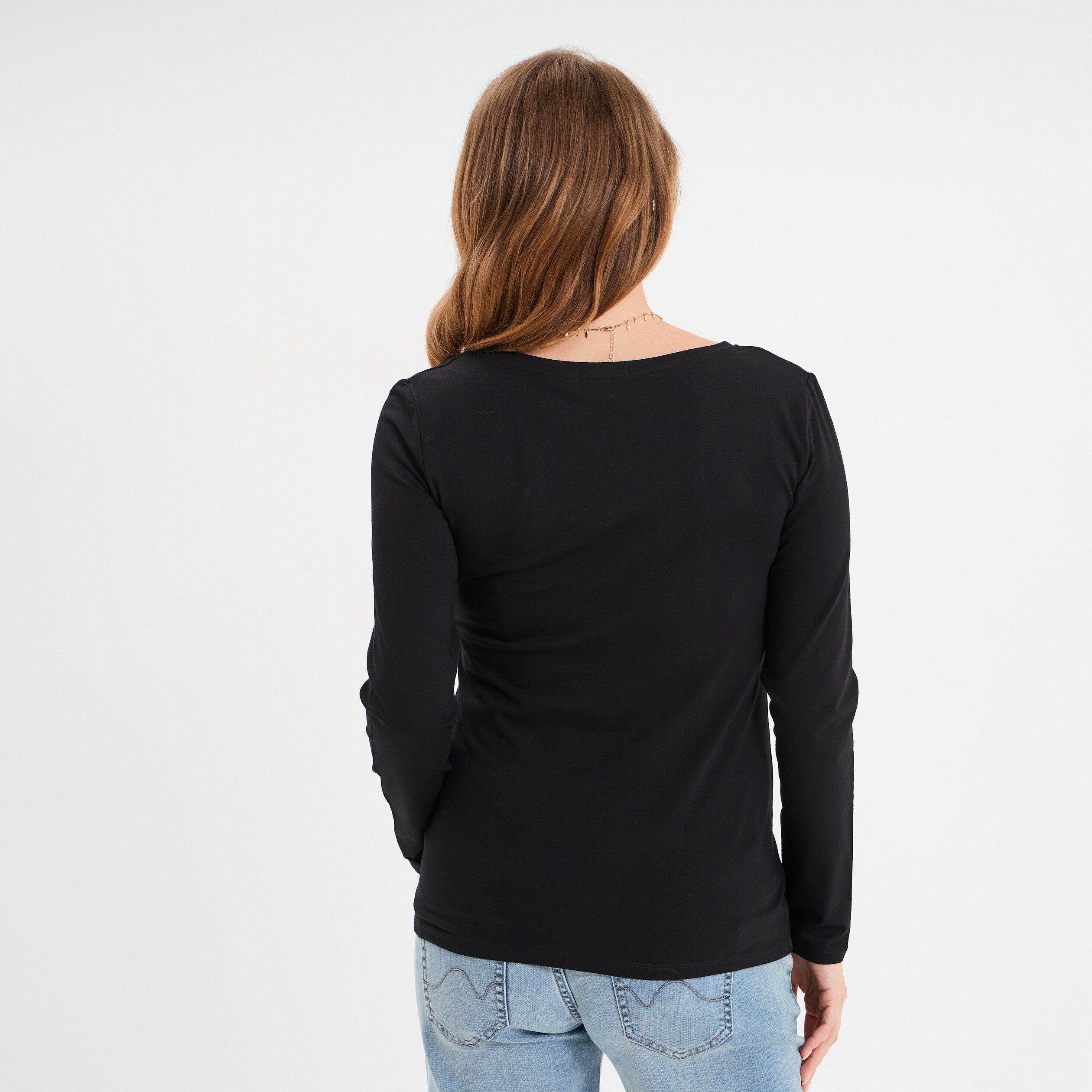 t shirt allaitement manches longues noir femmemater T-shirt allaitement manches longues noir femme maternité