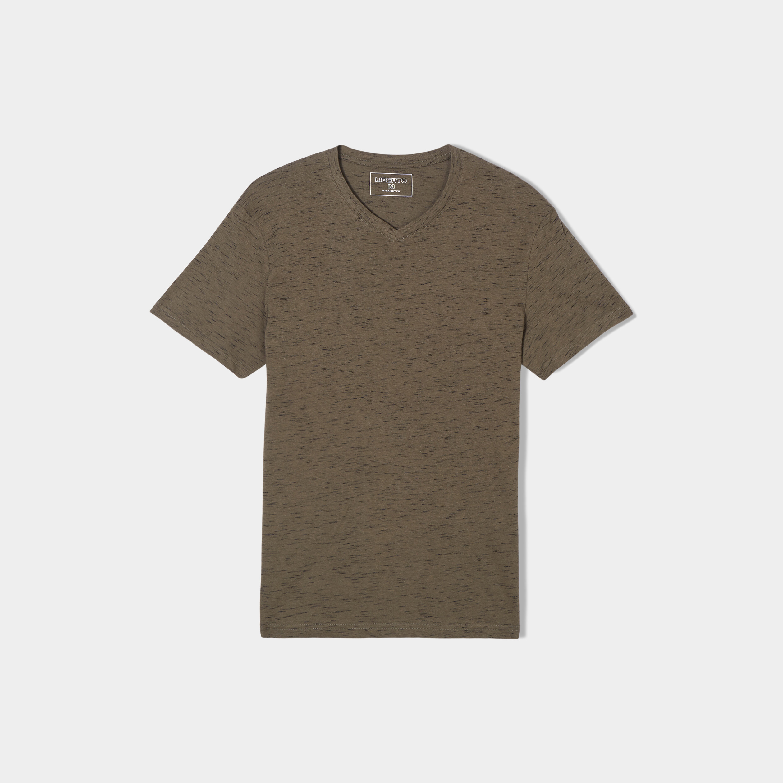 t shirt droit col en v liberto vert kaki homme T-shirt droit col en V Liberto vert kaki homme