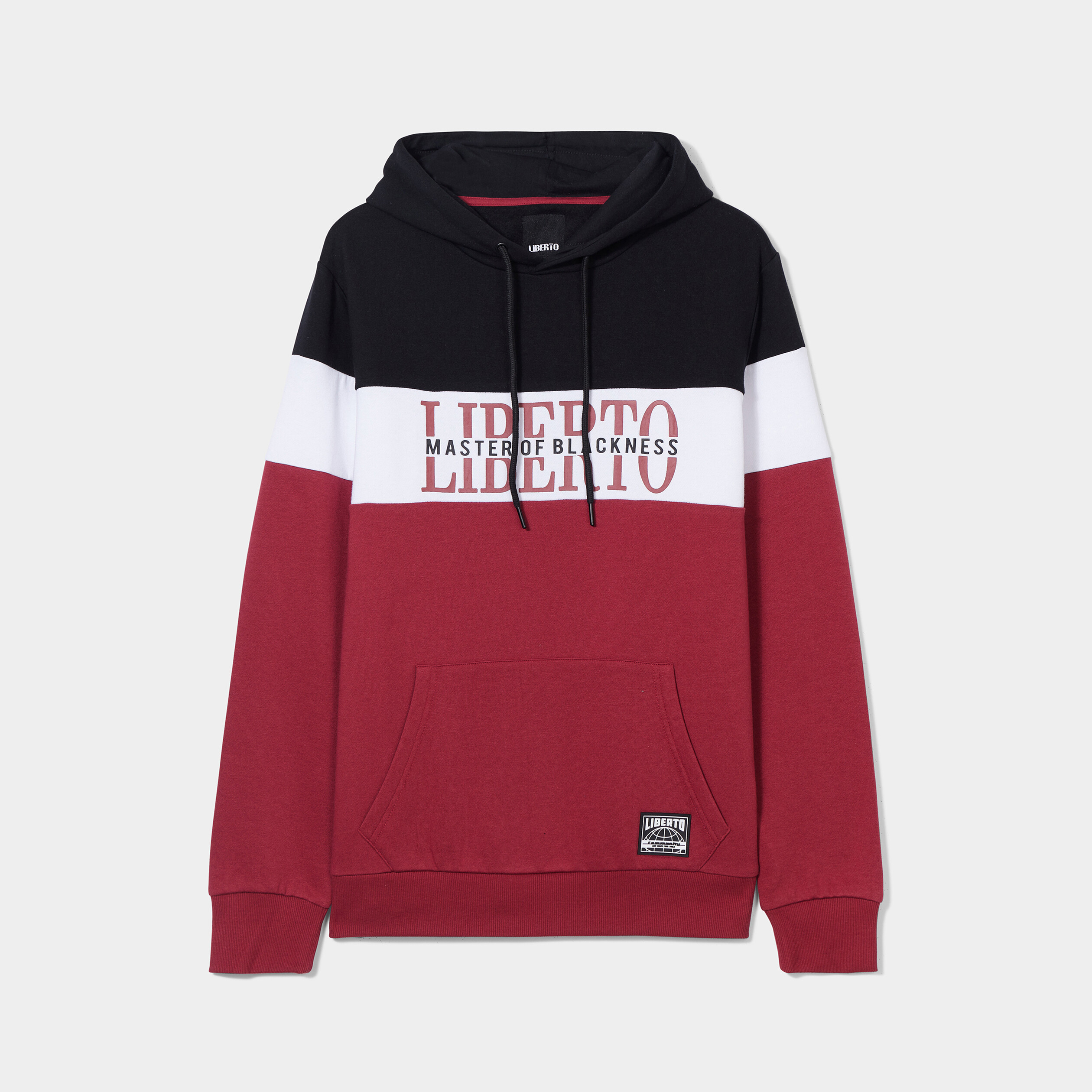 Sweat tricolor capuche hoodie bordeaux homme