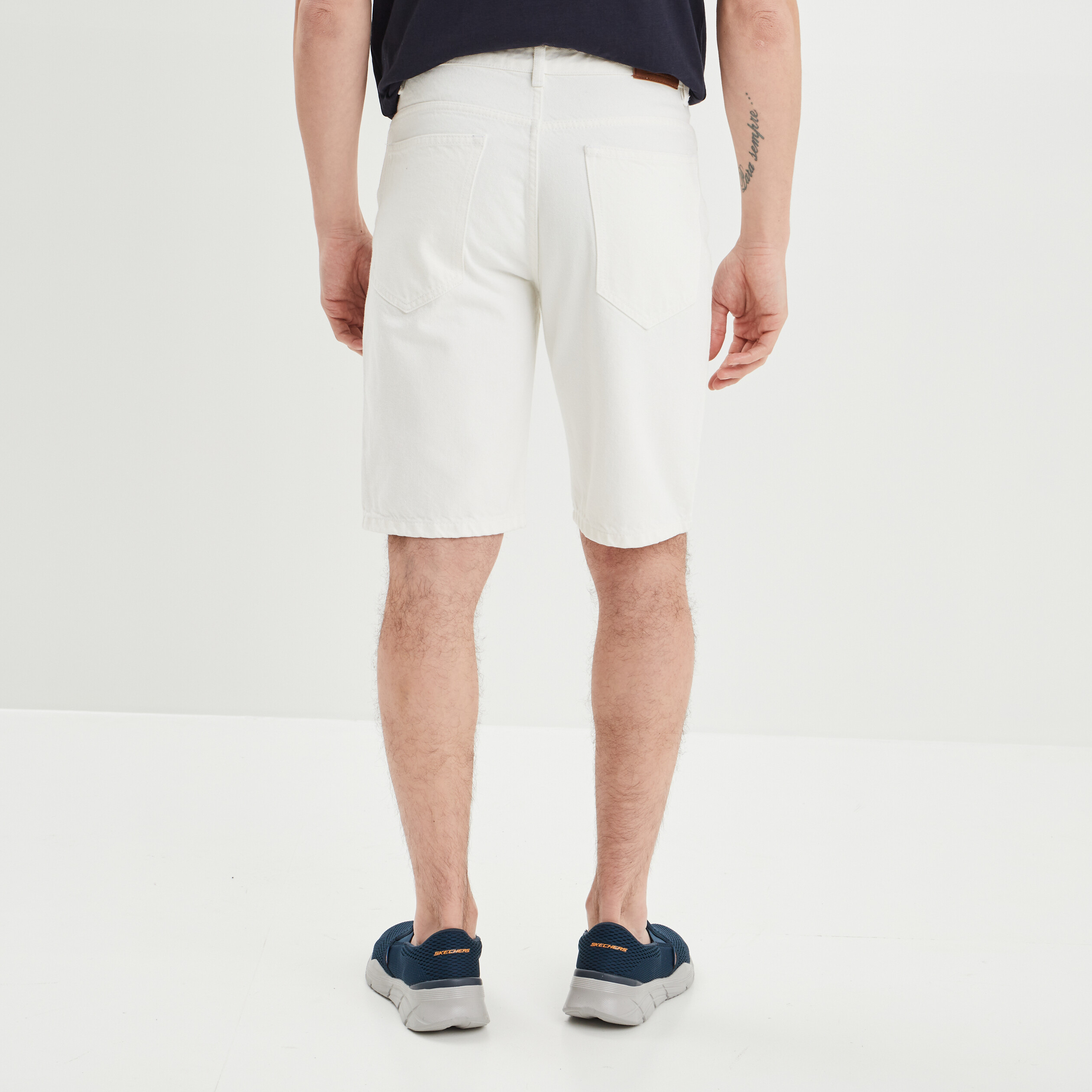 bermuda droit 5 poches en jean creeks denim blanc homme Bermuda droit 5 poches en jean Creeks denim blanc homme