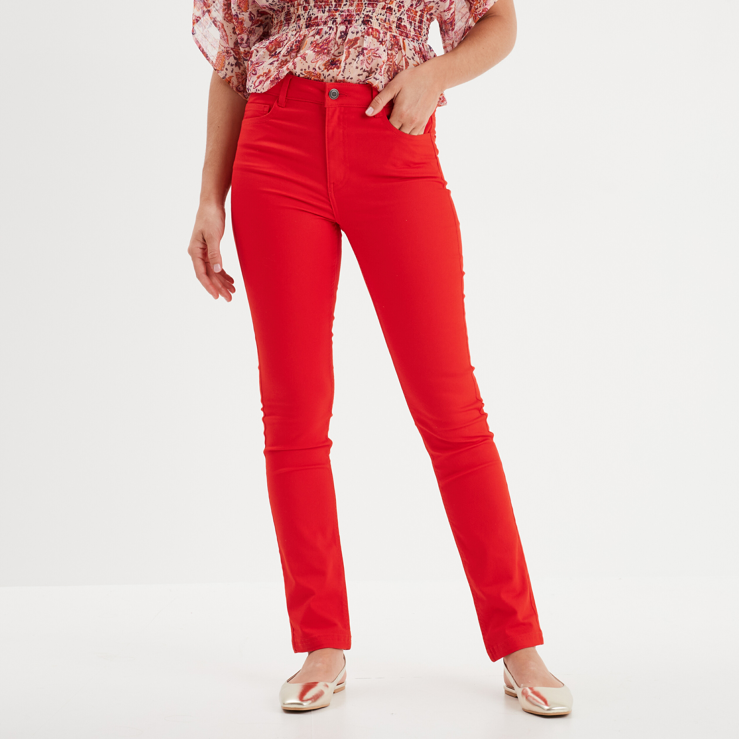 Pantalon slim online rouge femme