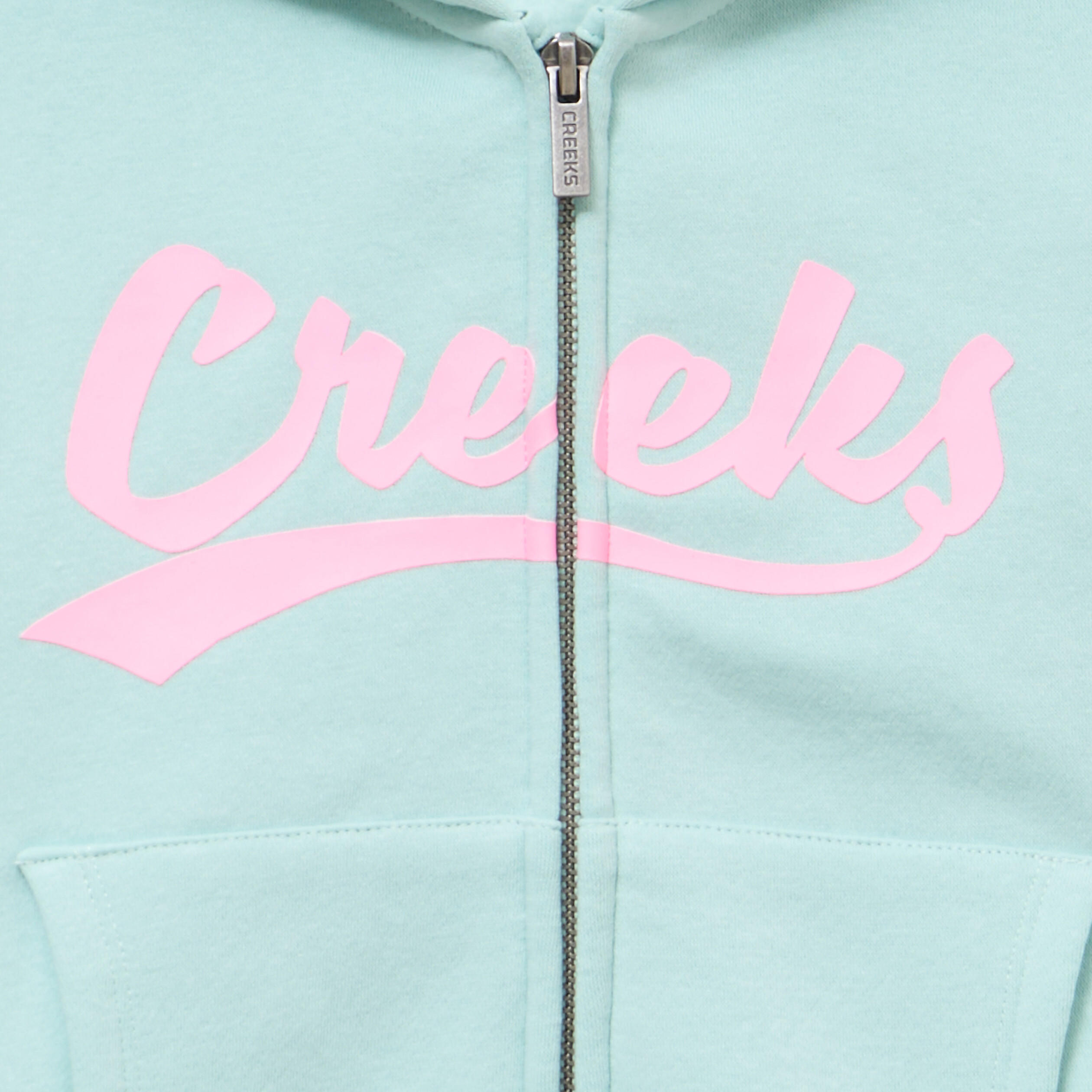 Sweat zipp&eacute; &agrave; capuche vert pastel fille