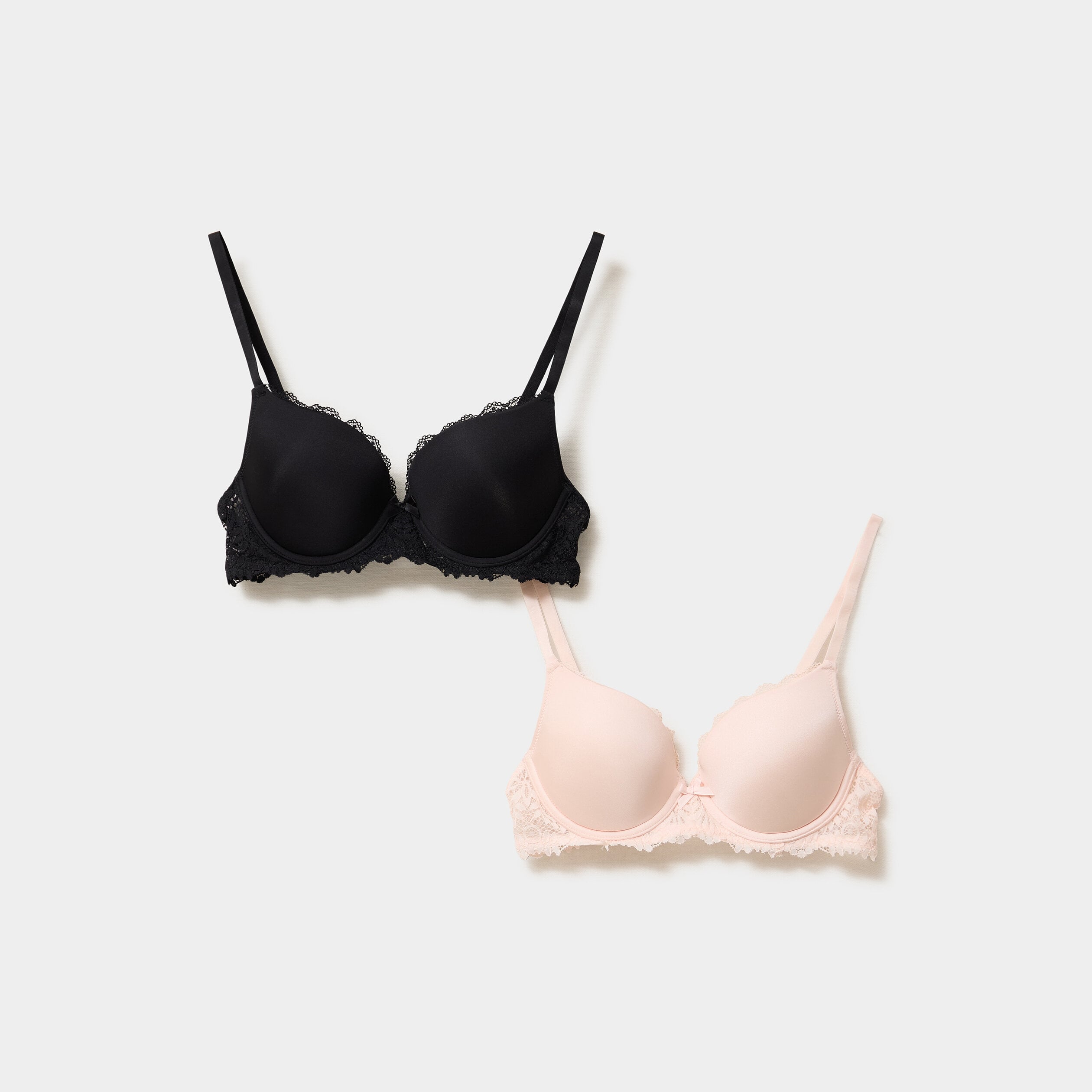 Lot 2 soutiens-gorge corbeille padd&eacute;s rose poudr&eacute;e femme