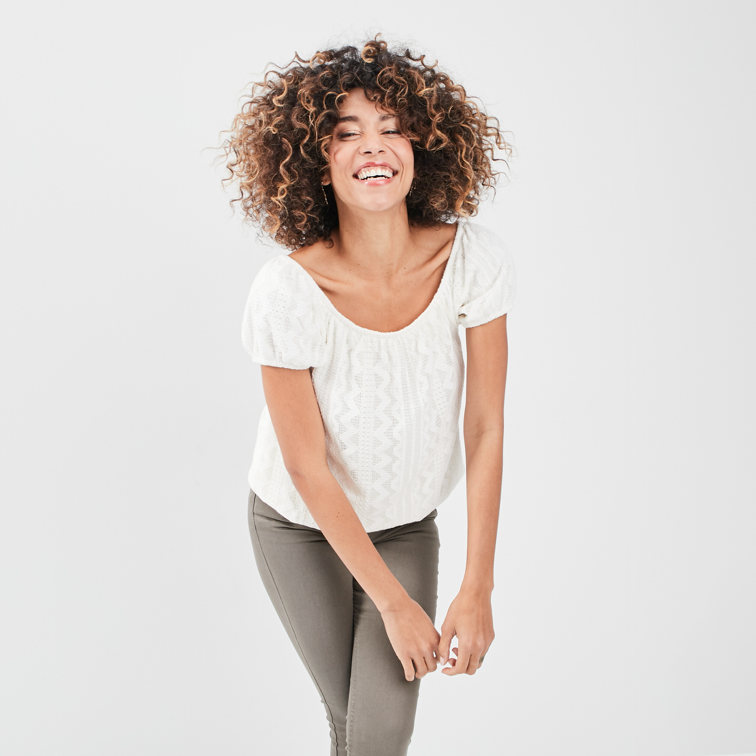 T-shirt manches courtes ecru femme