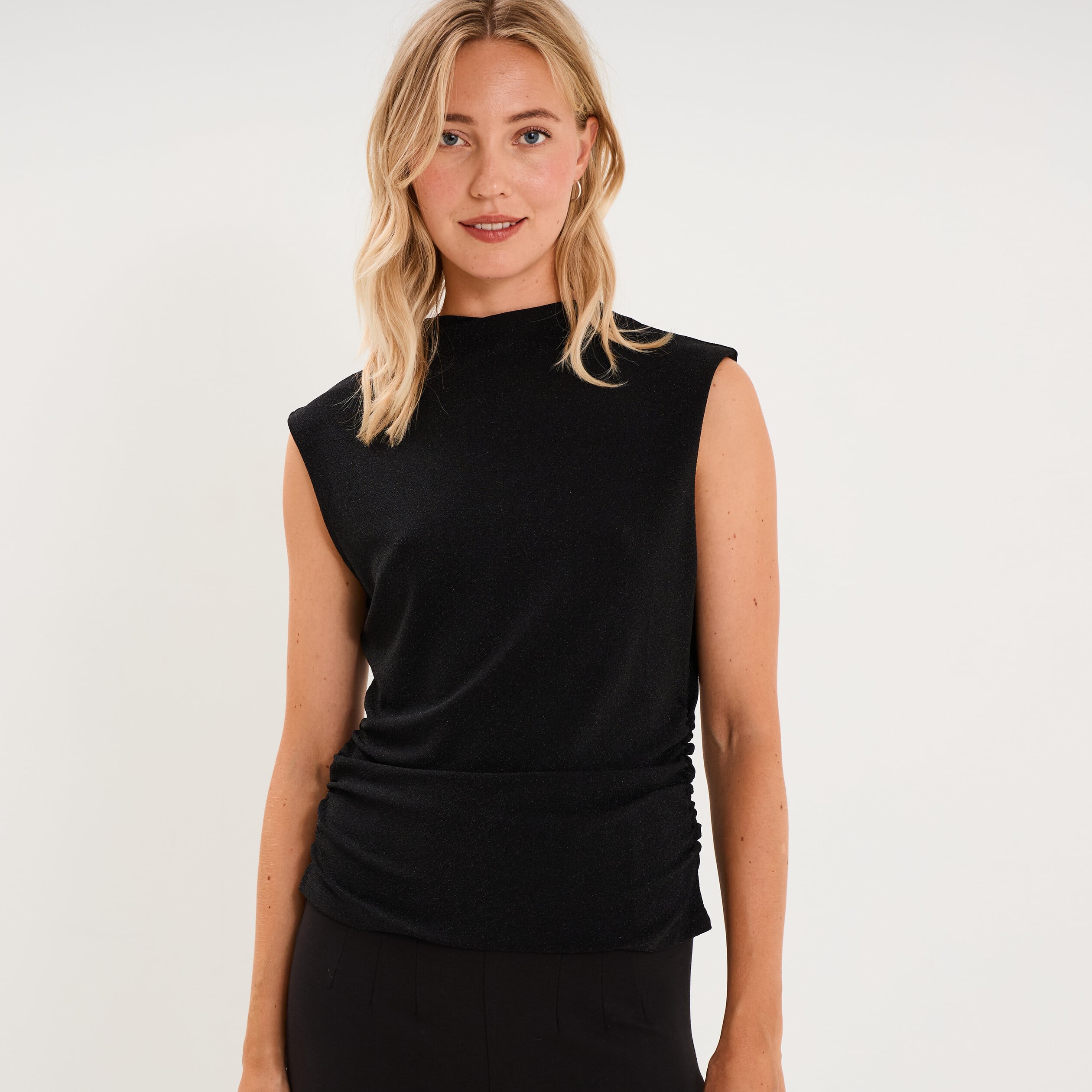 D&eacute;bardeur fronces et paillettes noir femme