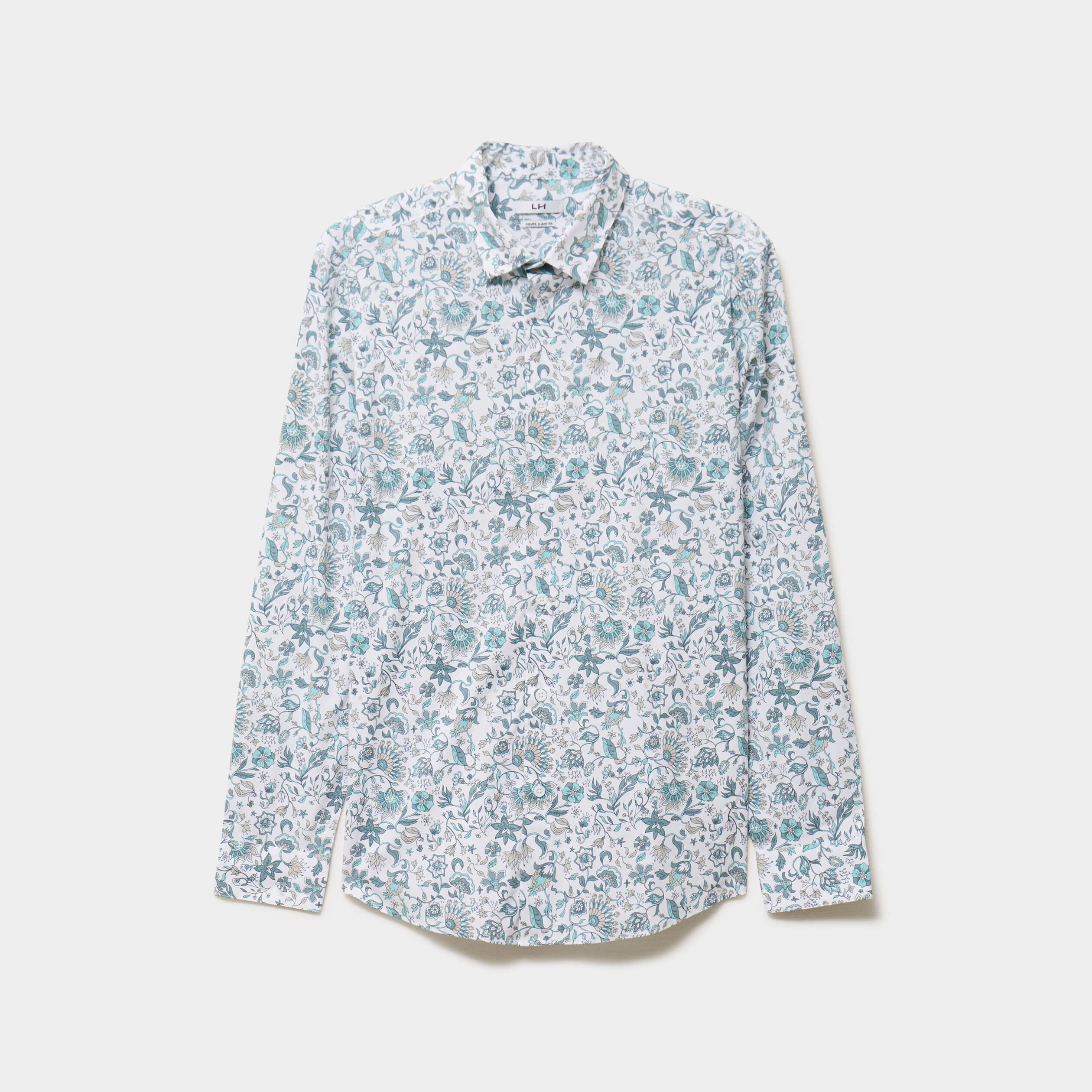 Chemise ajust&eacute;e manches longues blanc homme