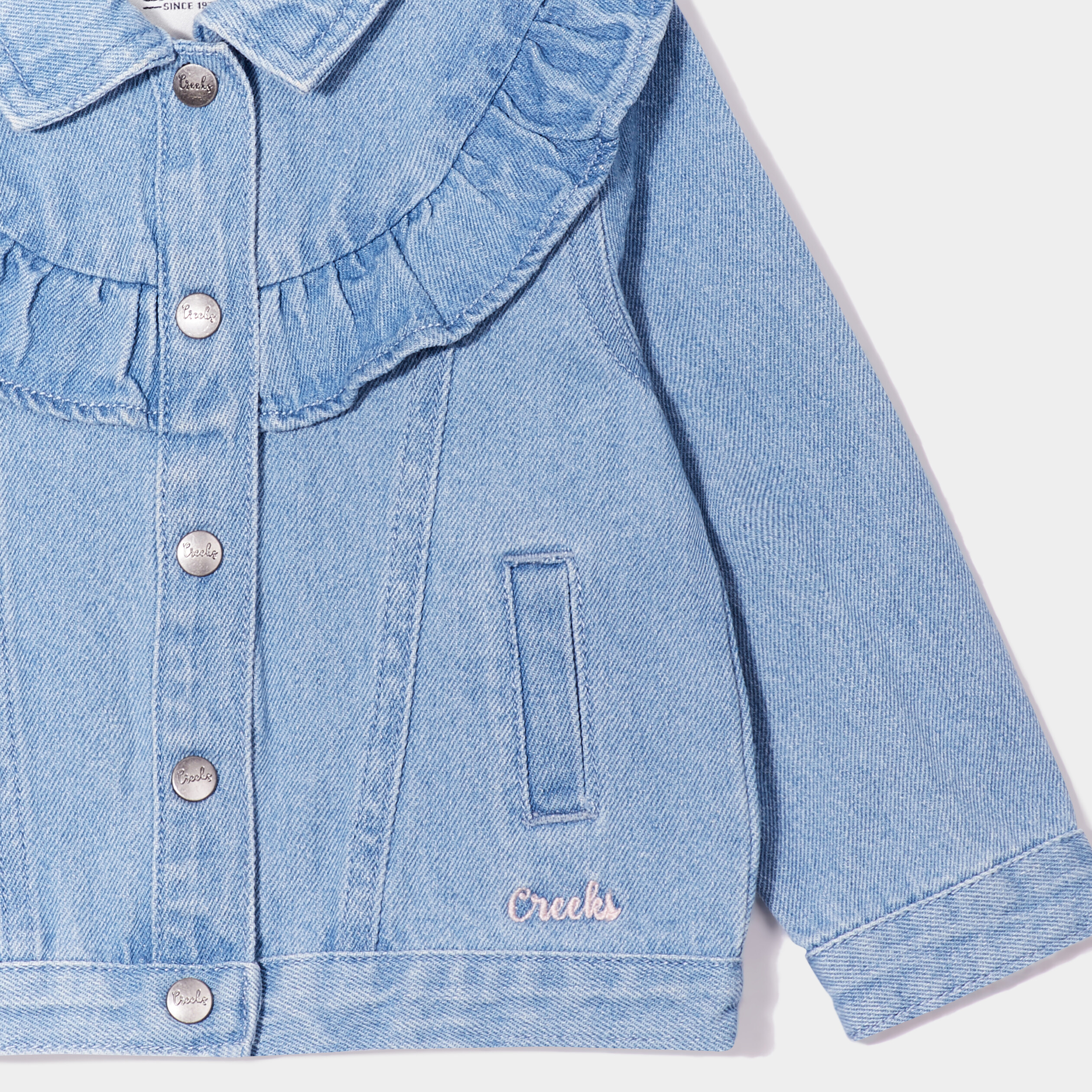 veste jean a volants en coton denim double stone bebef Veste jean à volants en coton denim double stone bébé fille