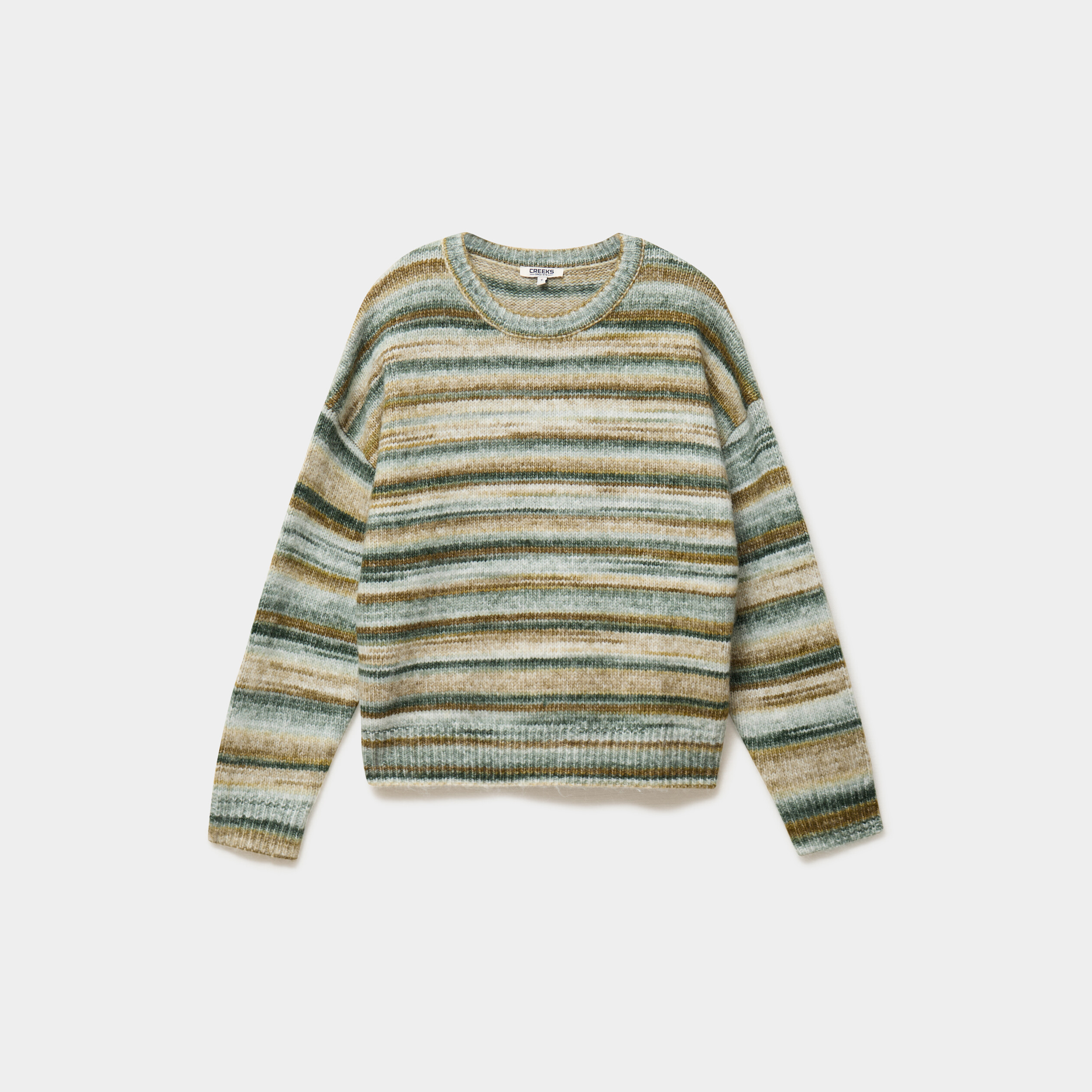 Pull col rond manches longues vert menthe femme