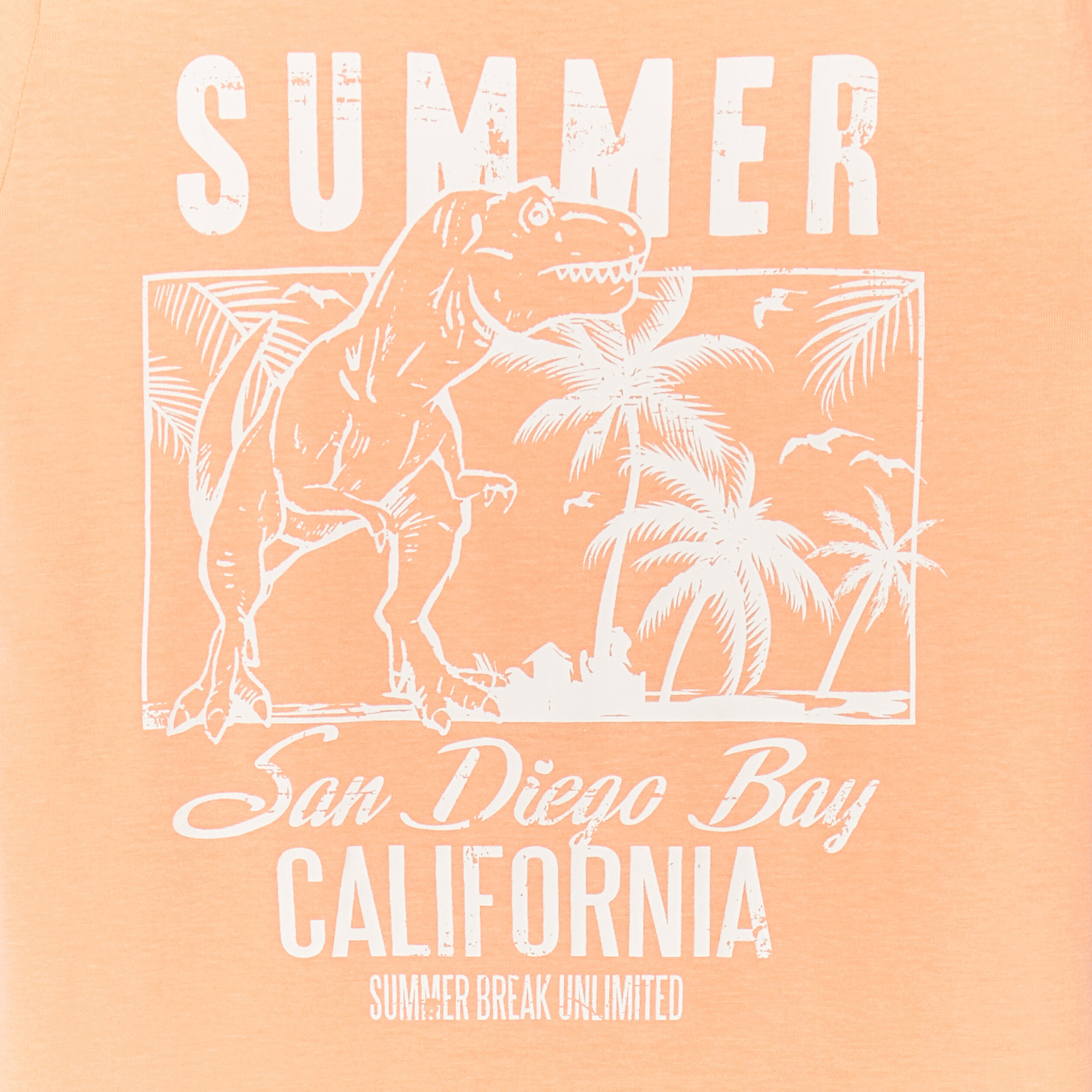 t shirt col rond manches courtes coton orange corail garcon T-shirt col rond manches courtes coton orange corail garçon