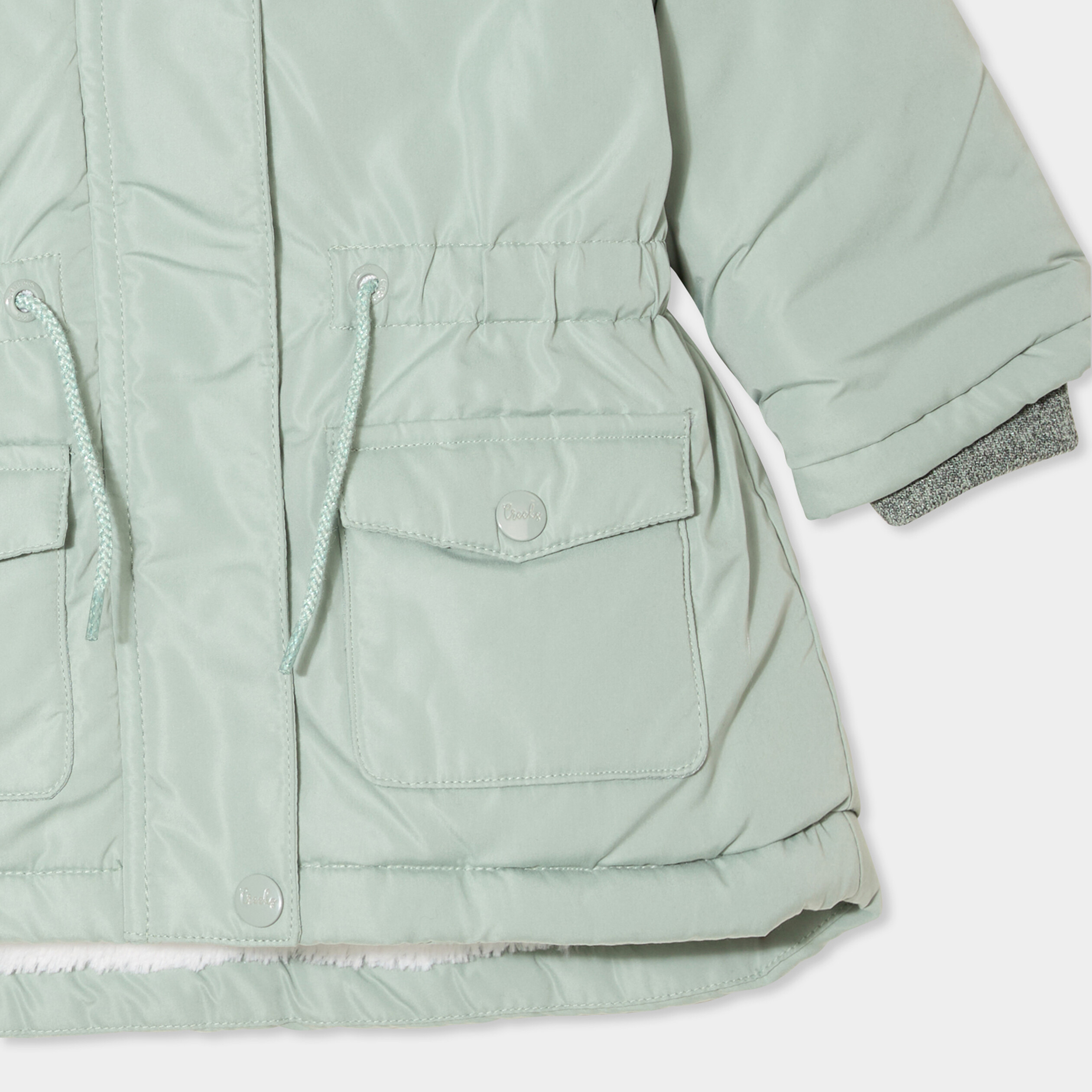 manteau a capuche fausse fourrure vert kaki bebef Manteau à capuche fausse fourrure vert kaki bébé fille