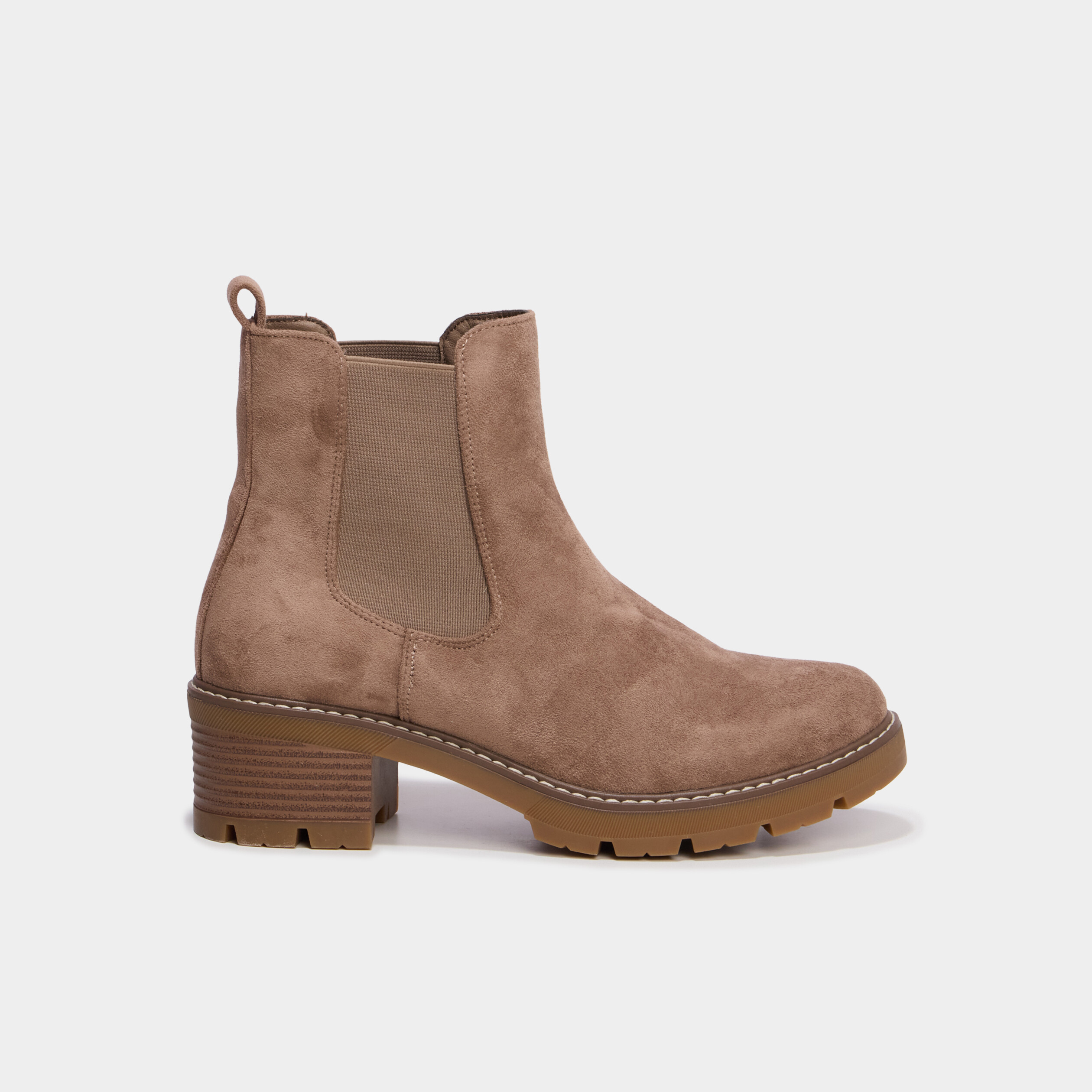 Boots chelsea &agrave; talons taupe femme