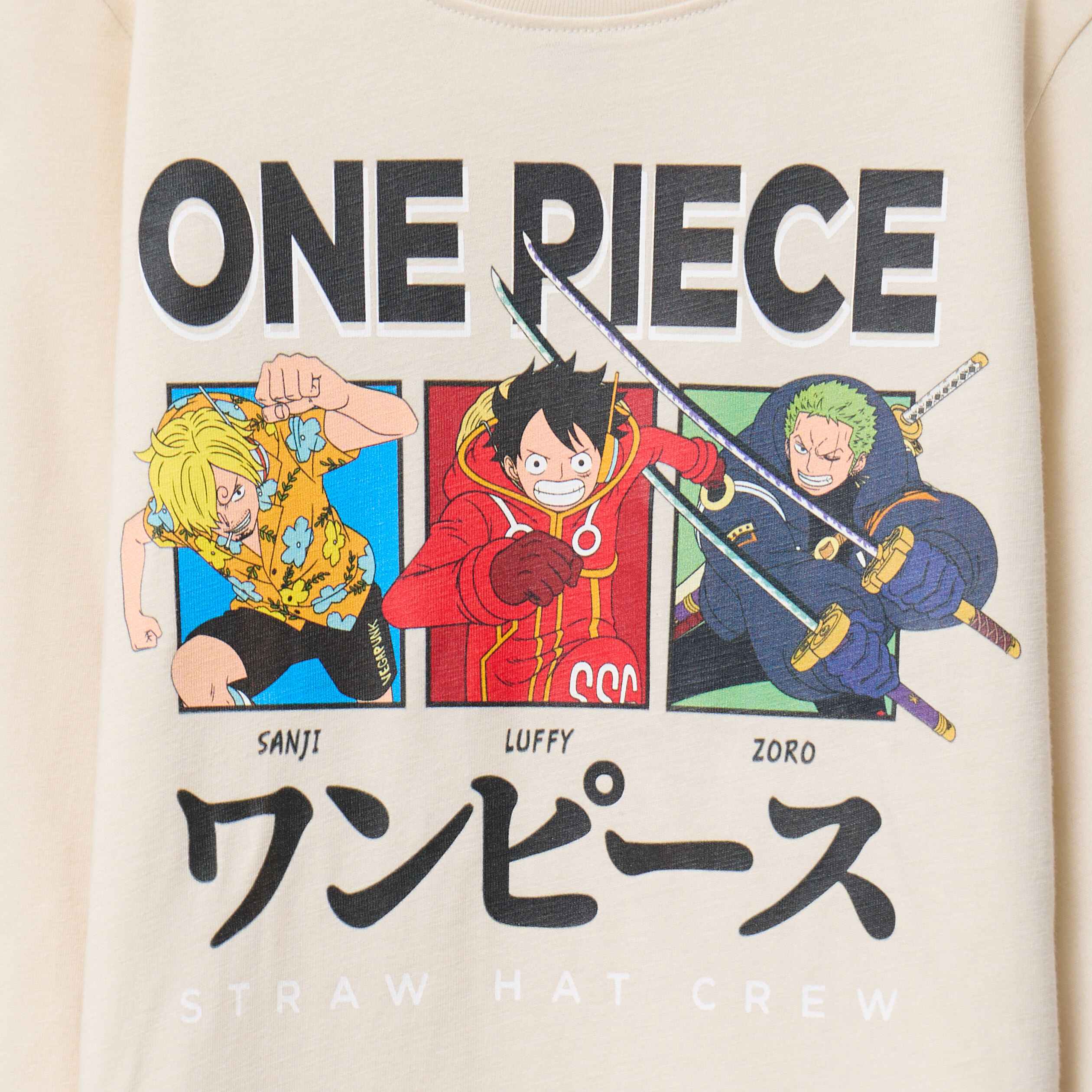 t shirt manches longues one piece ecru garcon T-shirt manches longues One Piece ecru garçon