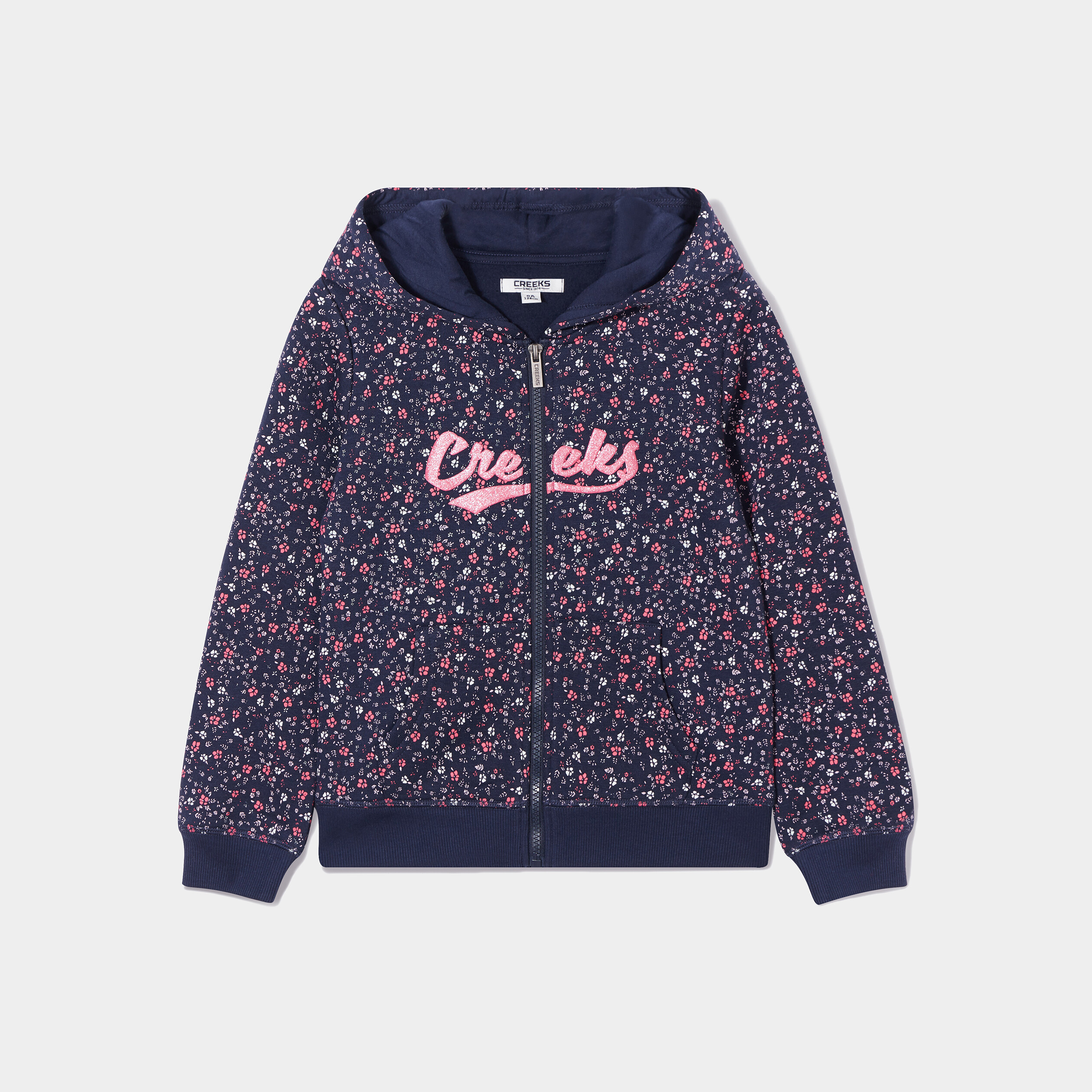 Sweat zipp capuche Creeks bleu marine fille
