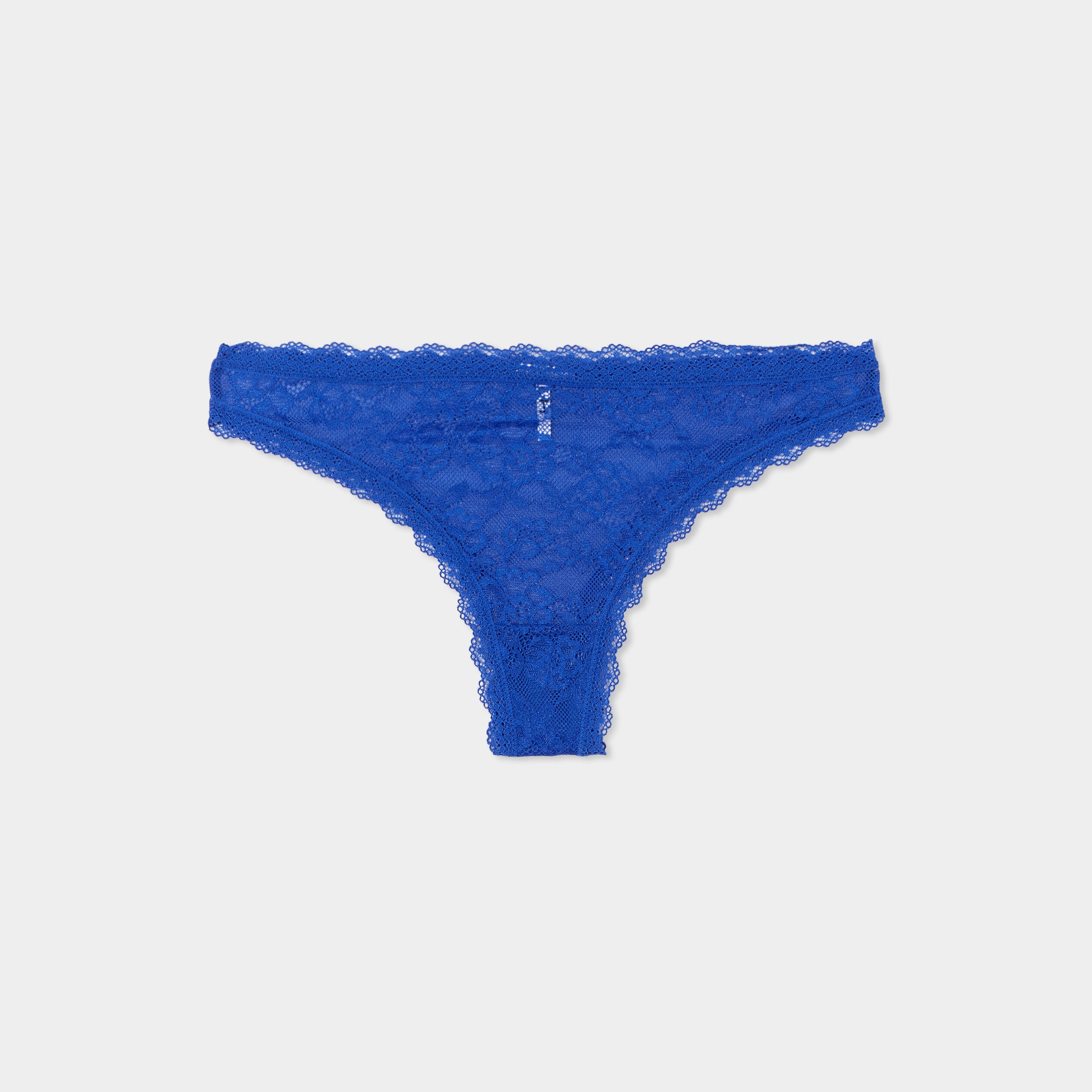 Tanga en dentelle doublure coton bleu electrique femme