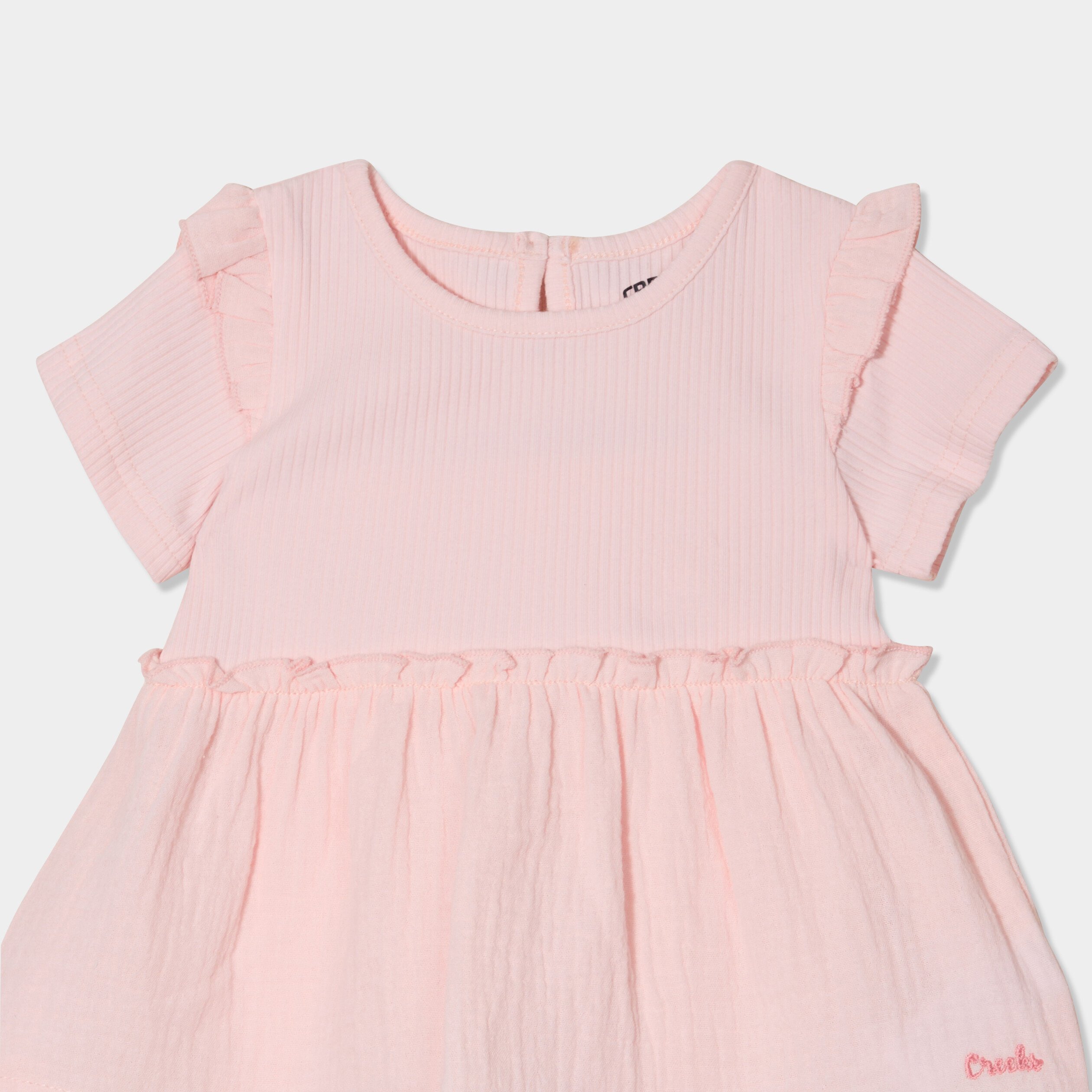 Ensemble tunique et legging gaze coton rose clair bébé fille