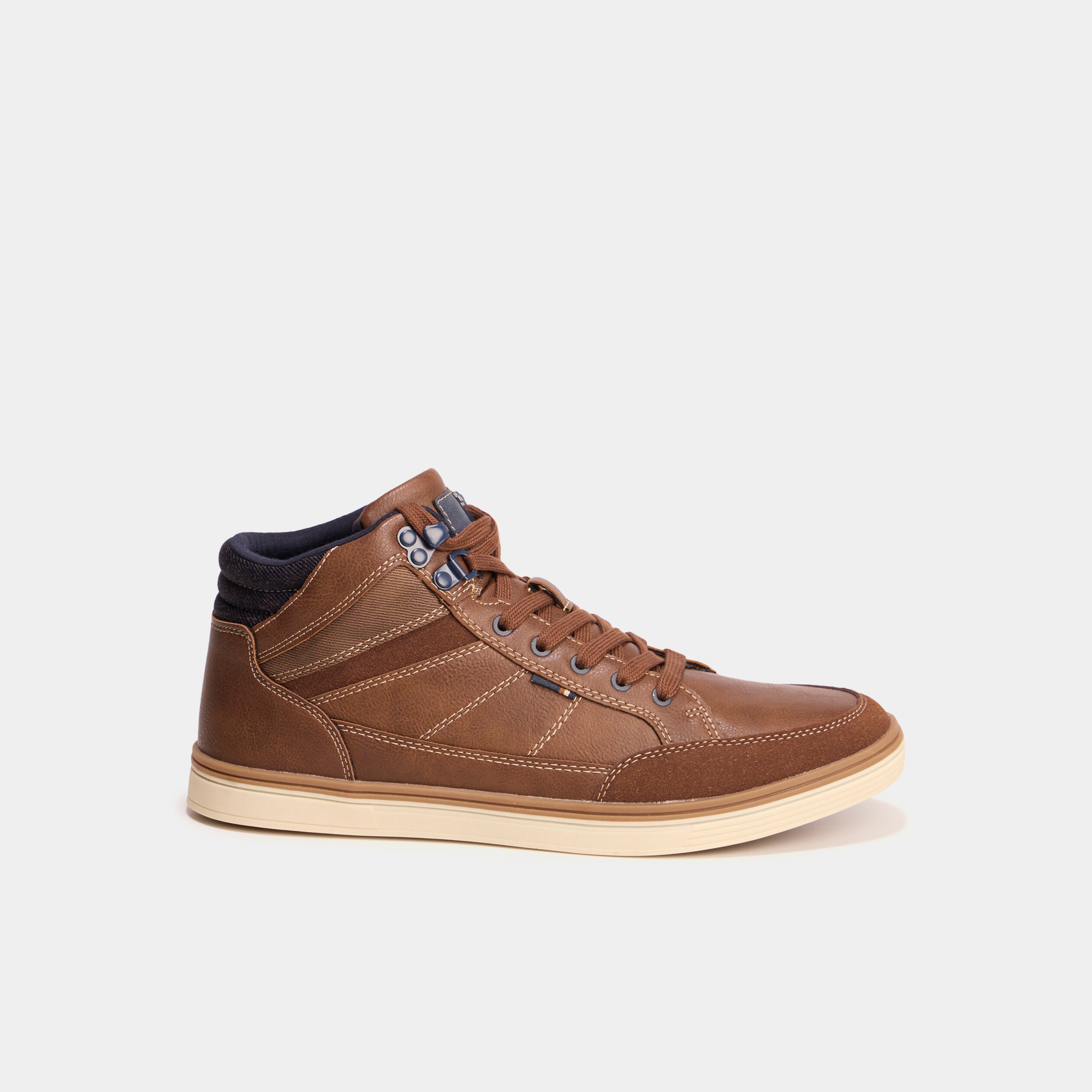 Baskets montantes &agrave; lacets marron clair homme