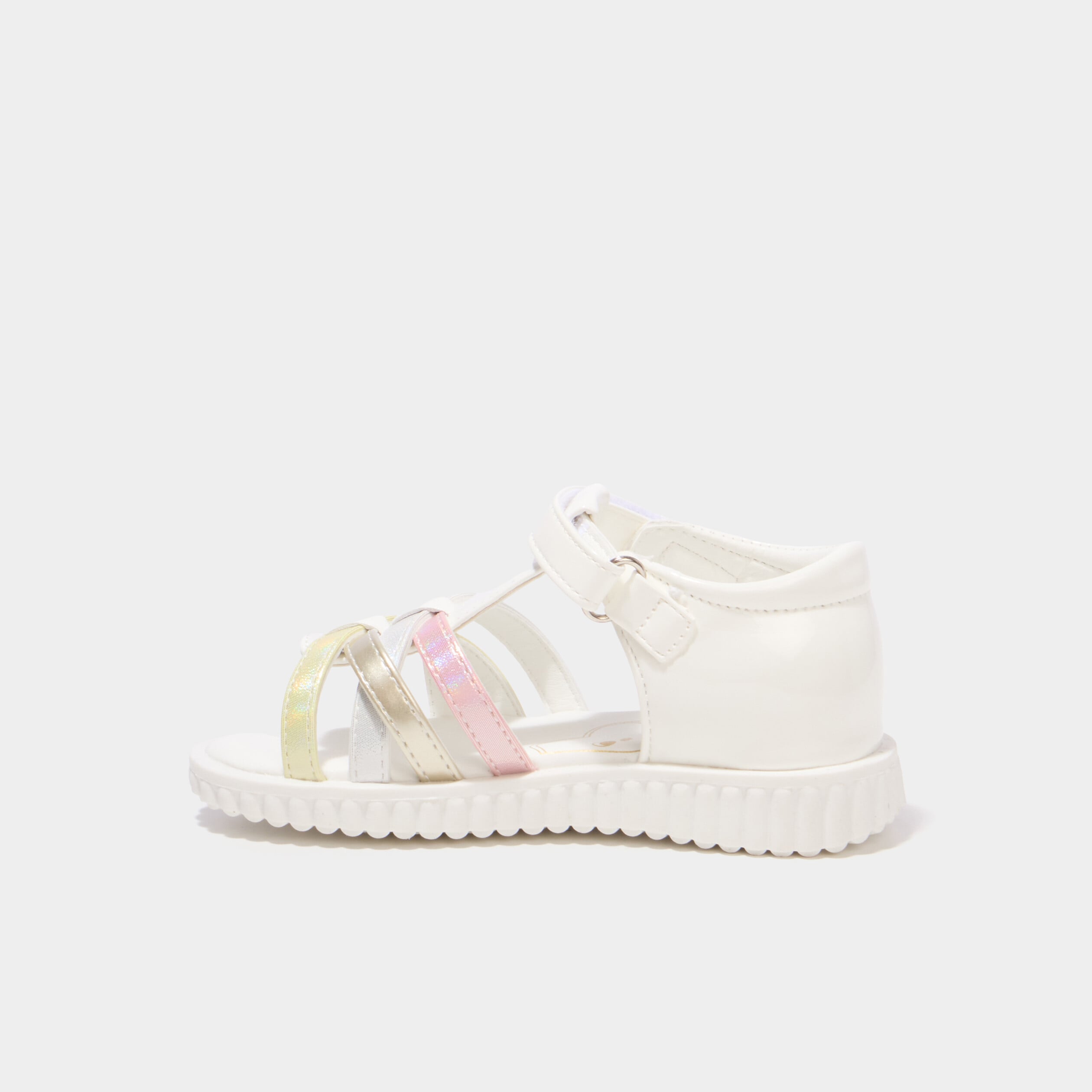 Sandales brides crois&eacute;es semelle souple blanc fille