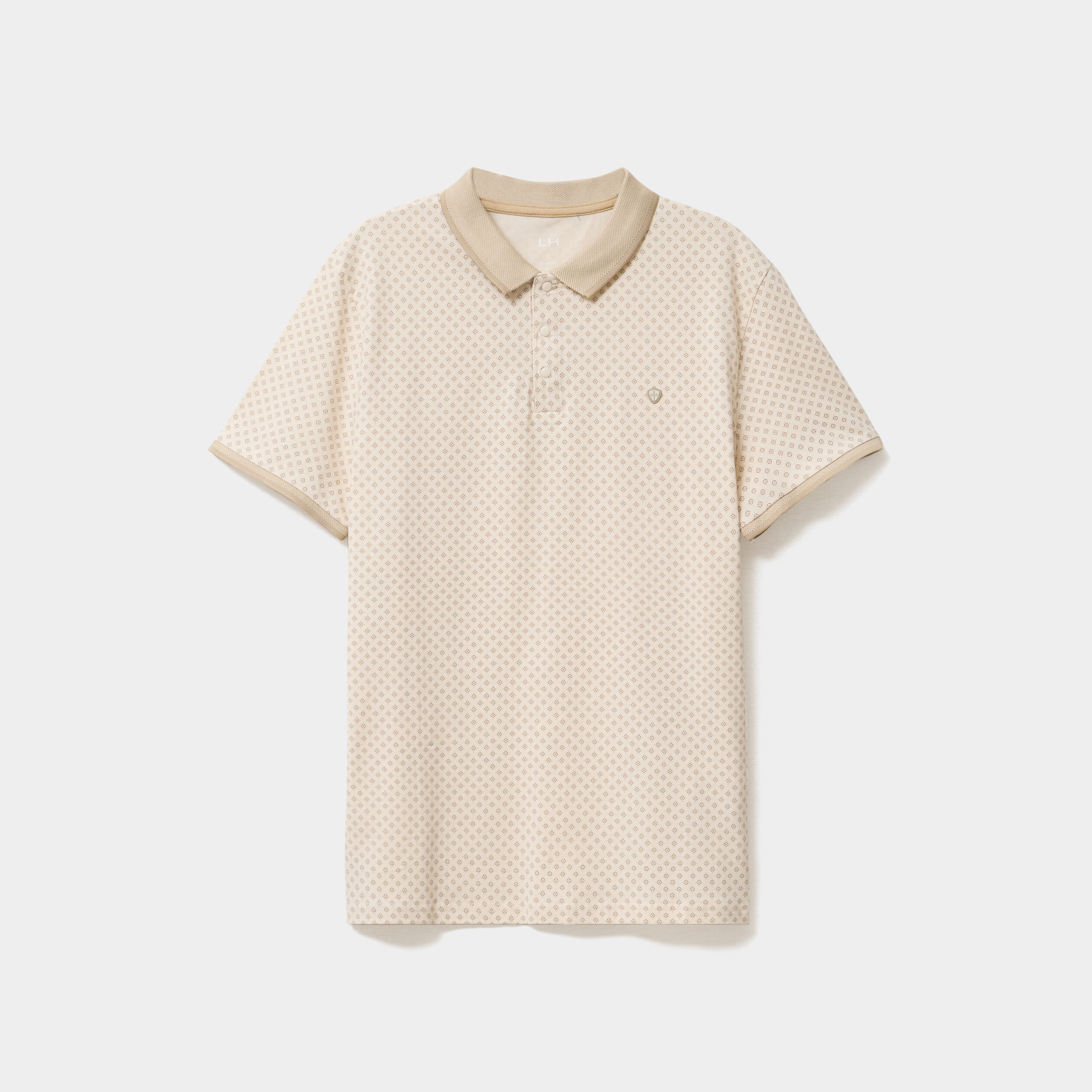 Polo slim manches courtes stretch beige homme