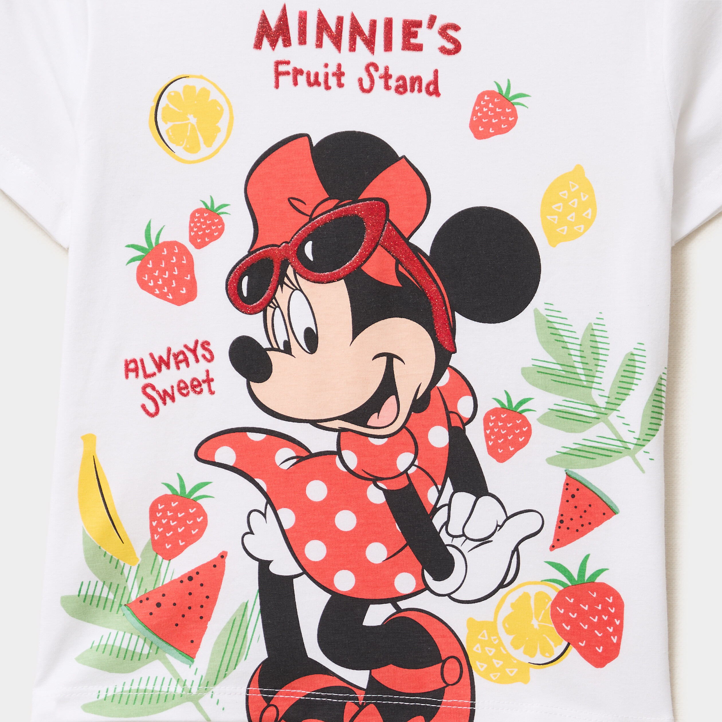 T-shirt coton manches courtes Minnie blanc fille