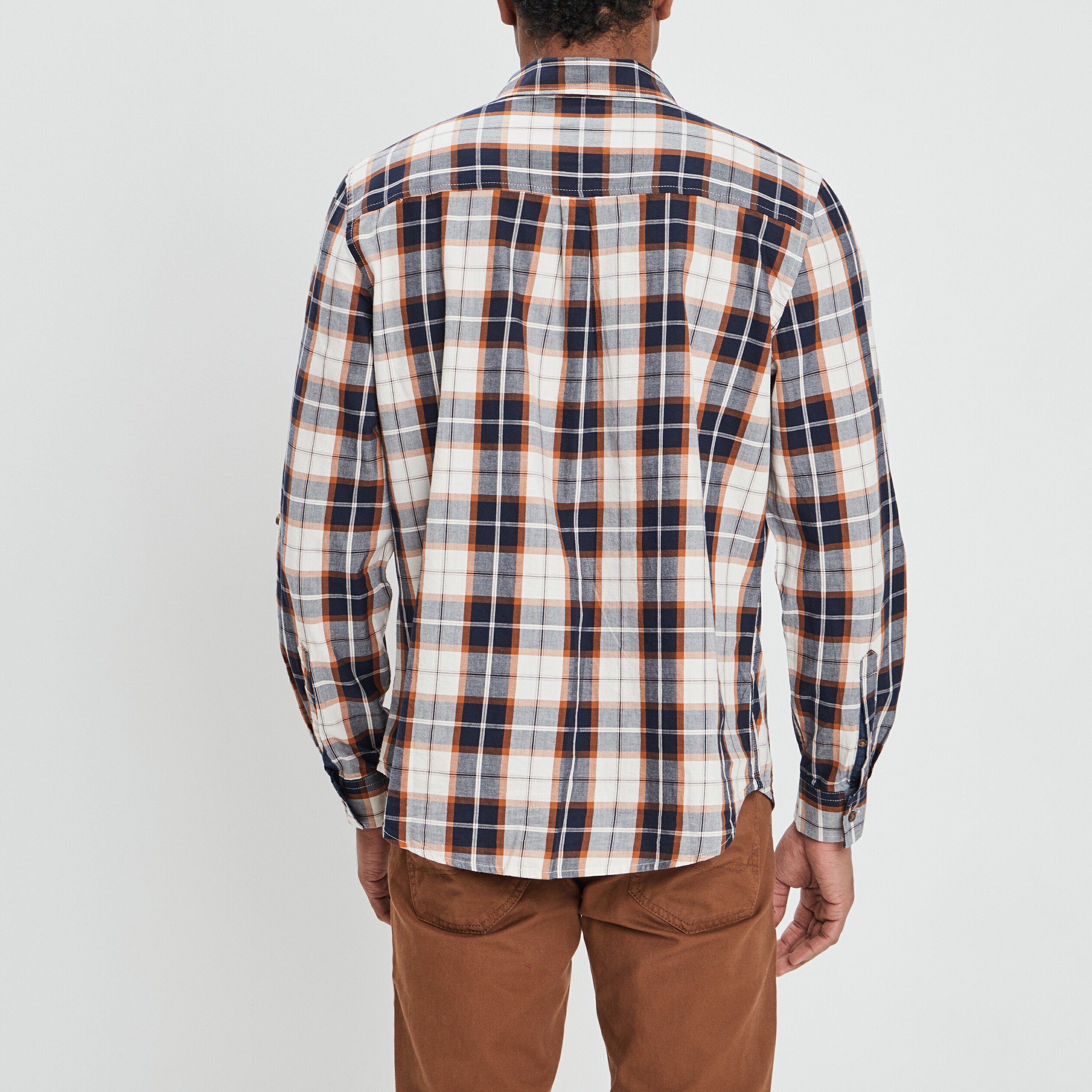chemise droite manches retroussees camel homme Chemise droite manches retroussées camel homme