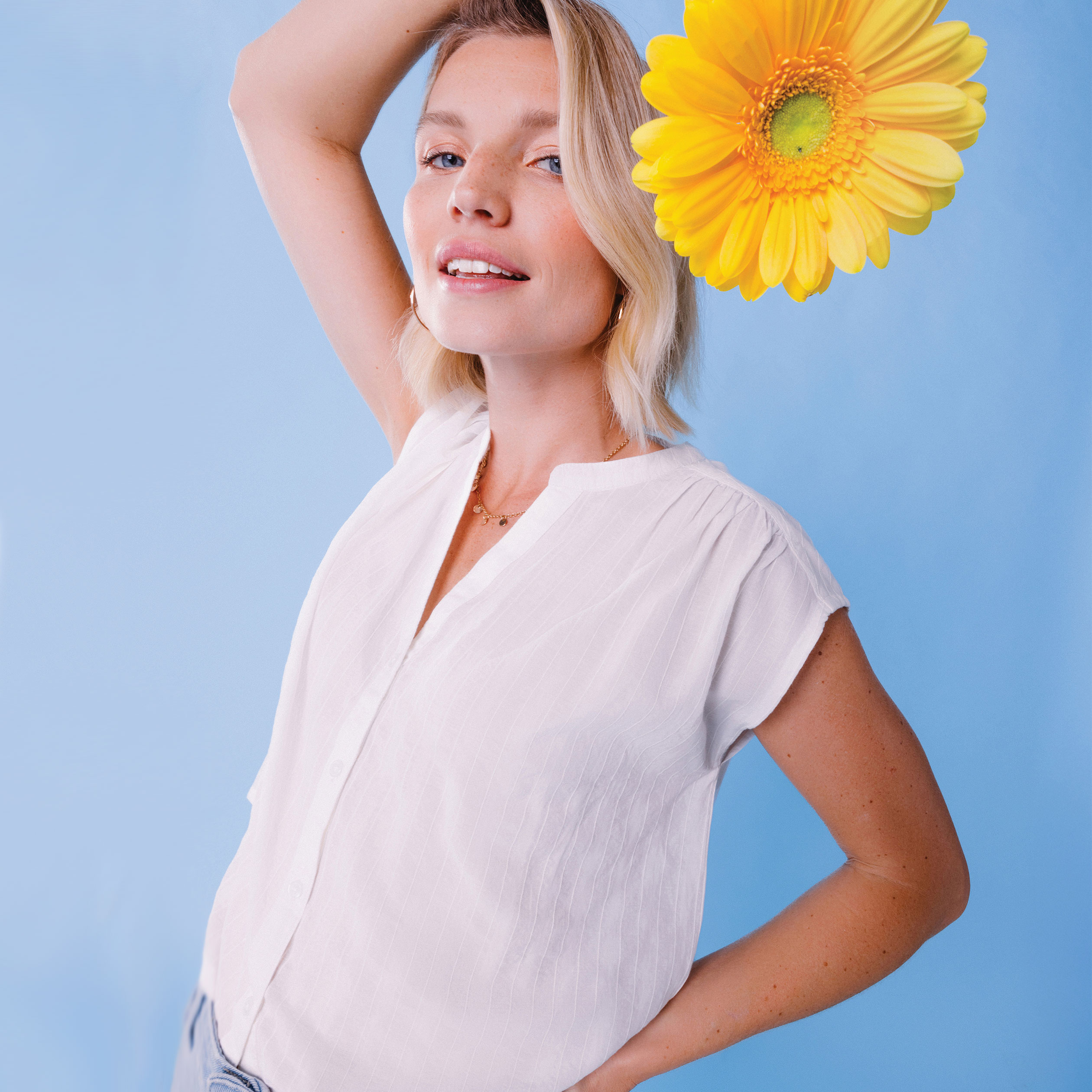 blouse sans manches col tunisien coton blanc femme Blouse sans manches col tunisien coton blanc femme