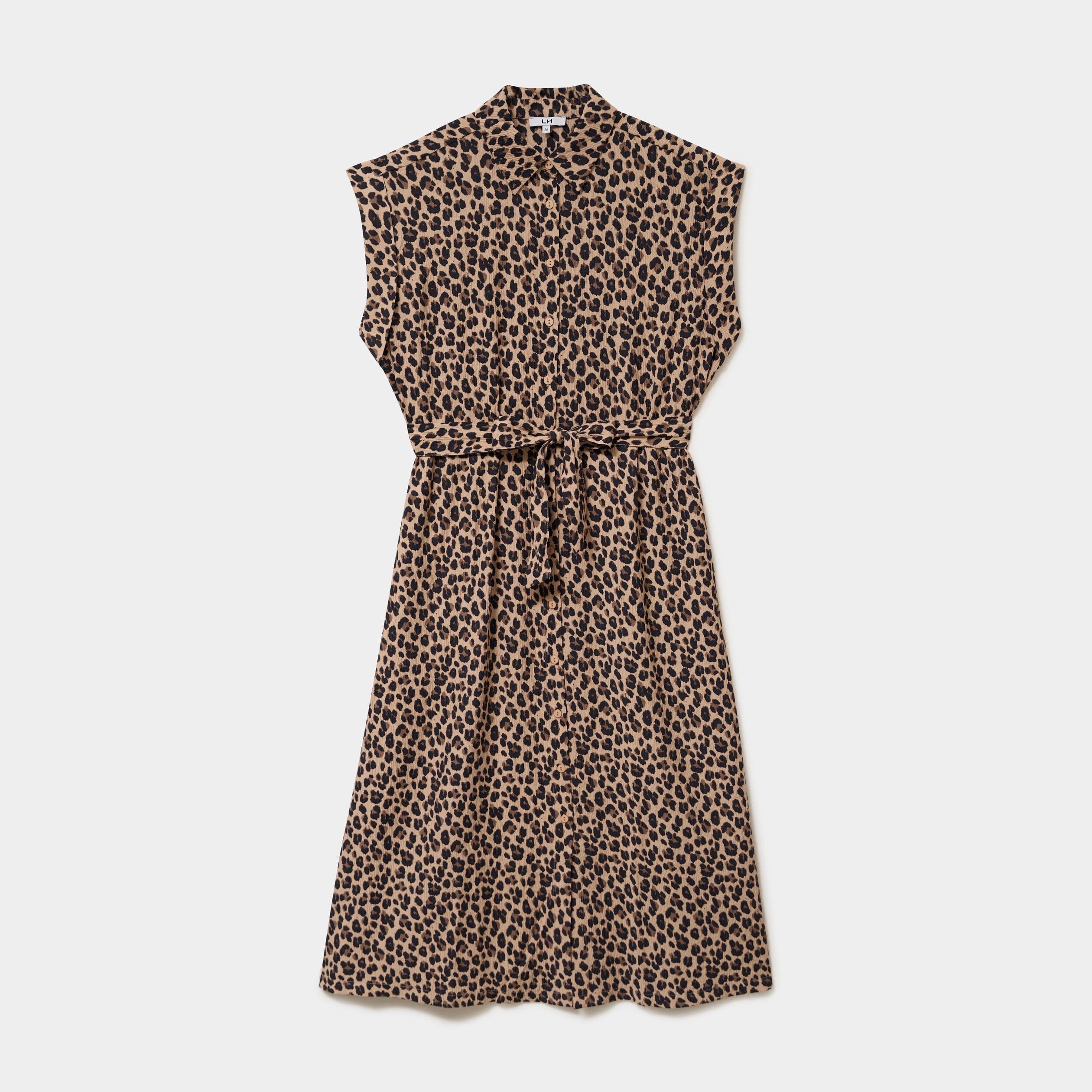 Robe chemise longue taille ajustable beige clair femme