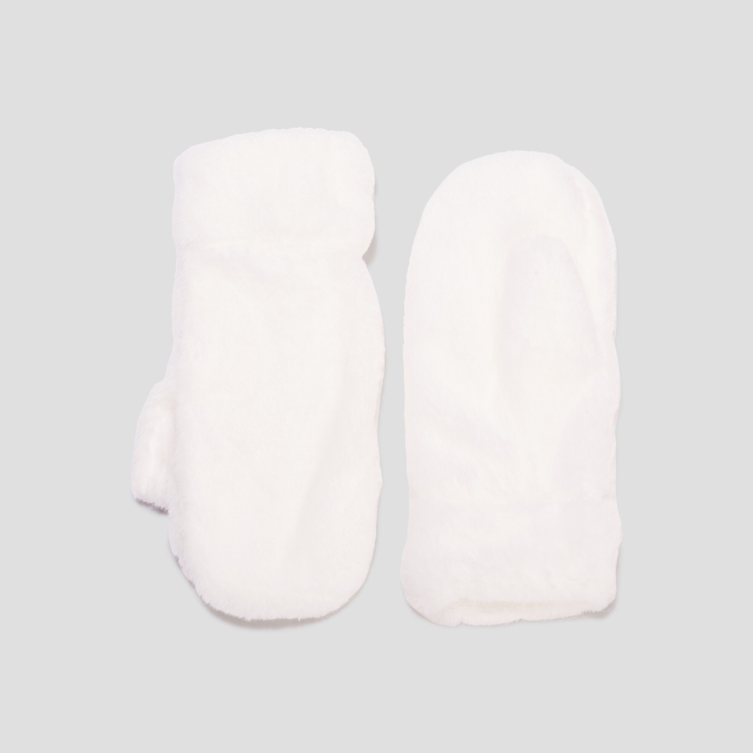 Moufles imitation fourrure ivoire femme