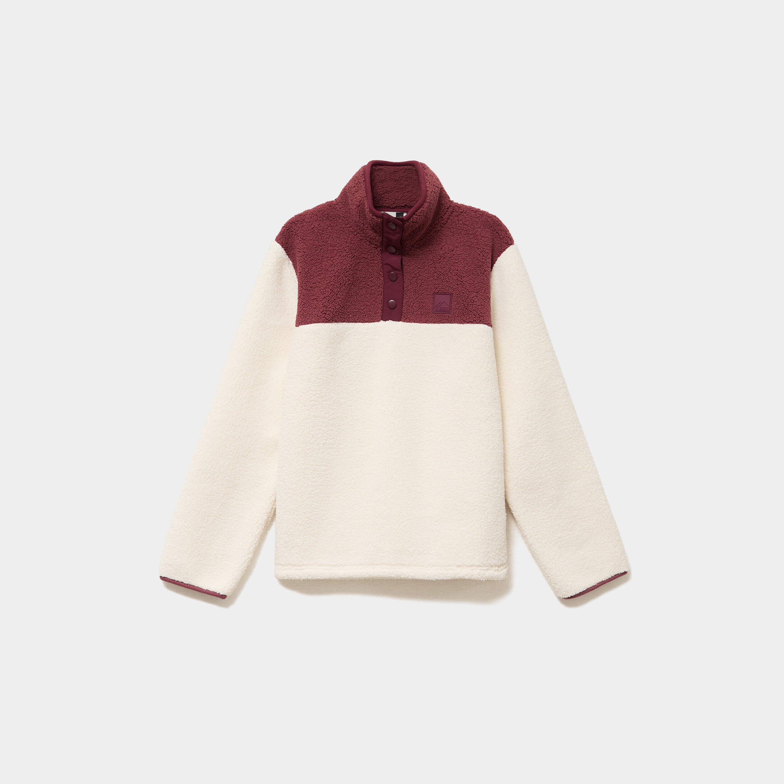Sweat polaire col camionneur boutonn&eacute; blanc femme