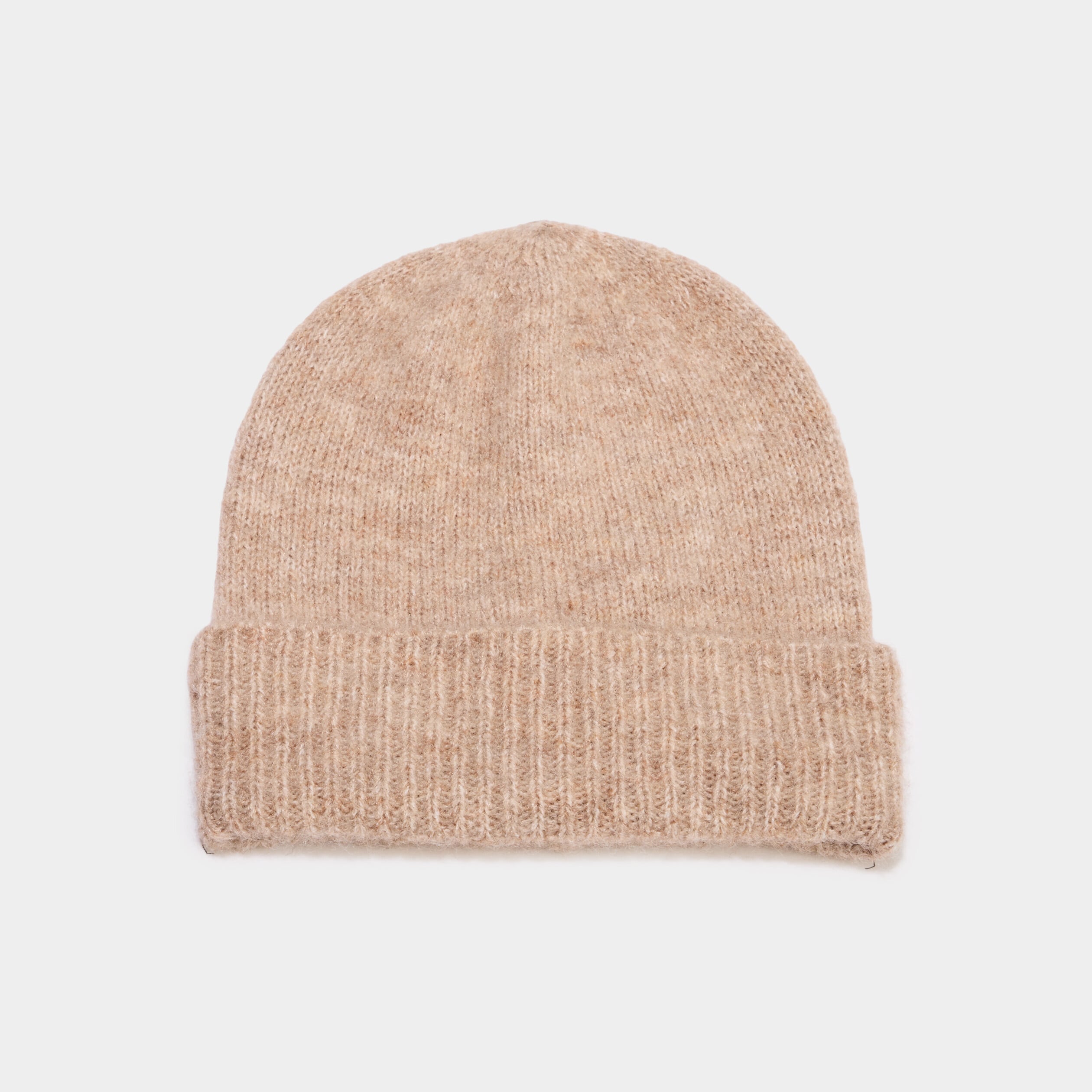 Bonnet maille c&ocirc;tel&eacute;e beige femme