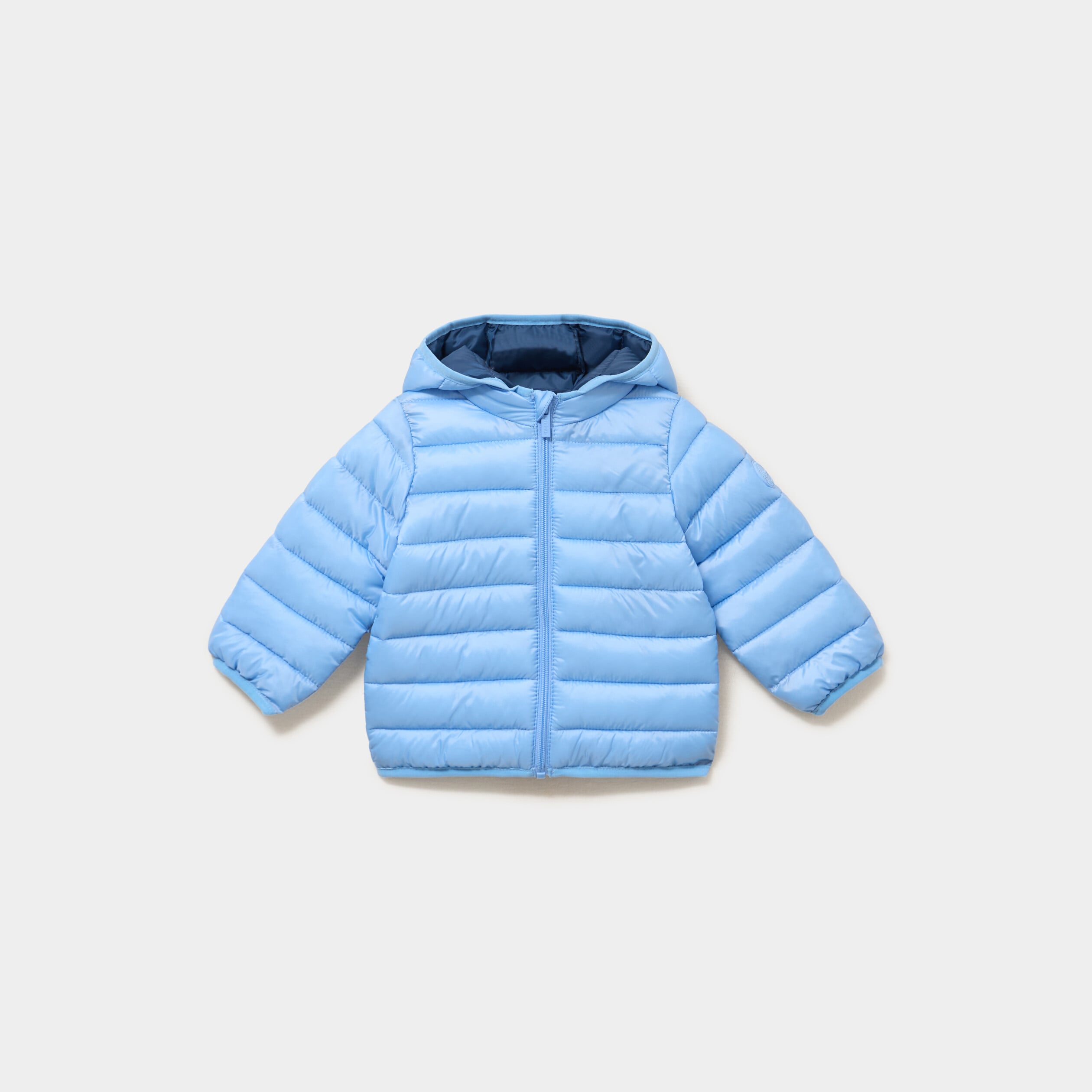 Doudoune zipp&eacute;e &agrave; capuche imperm&eacute;able bleu pastel b&eacute;b&eacute; gar&ccedil;on