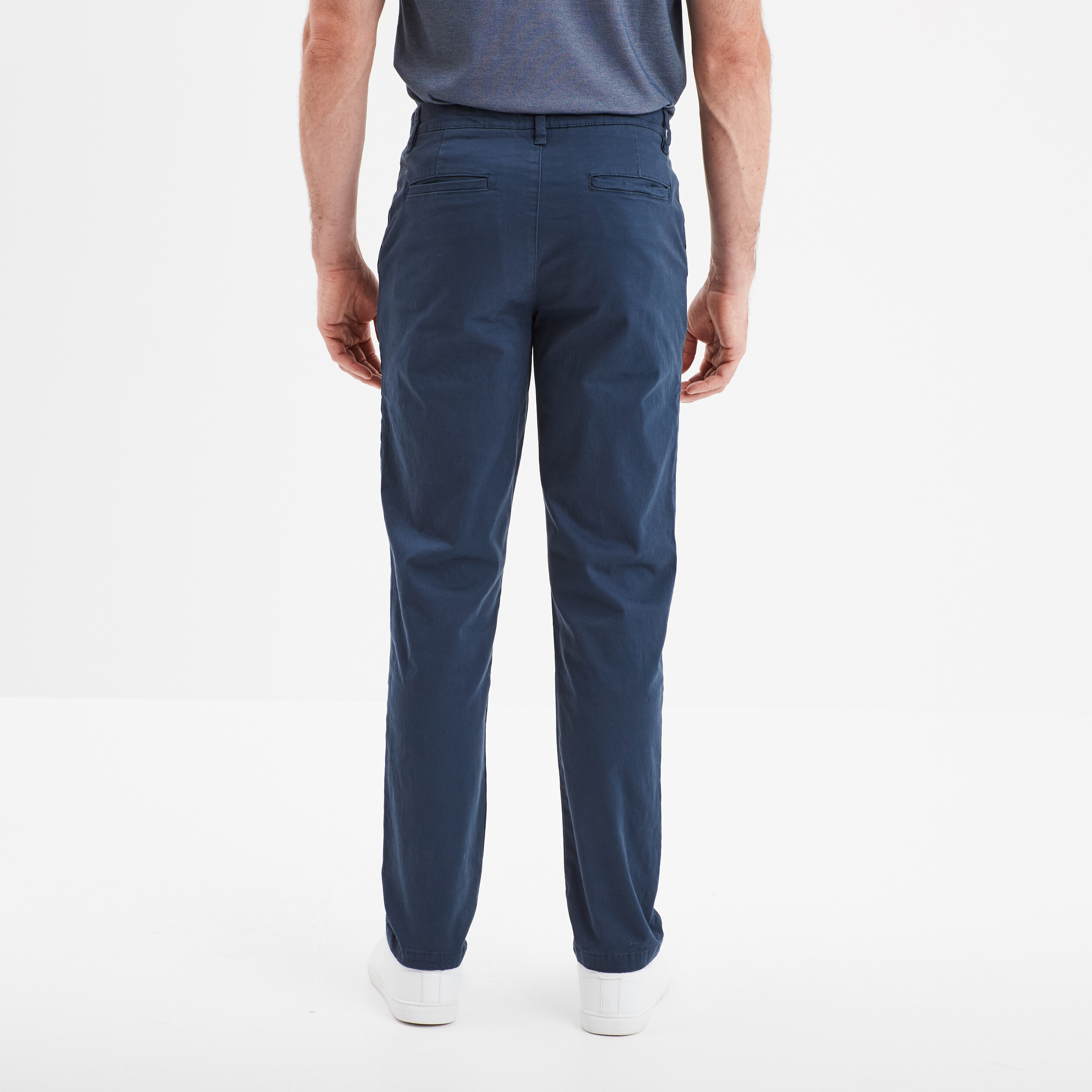 pantalon chino droit stretch retrousse bleu fonce homme Pantalon chino droit stretch retroussé bleu foncé homme