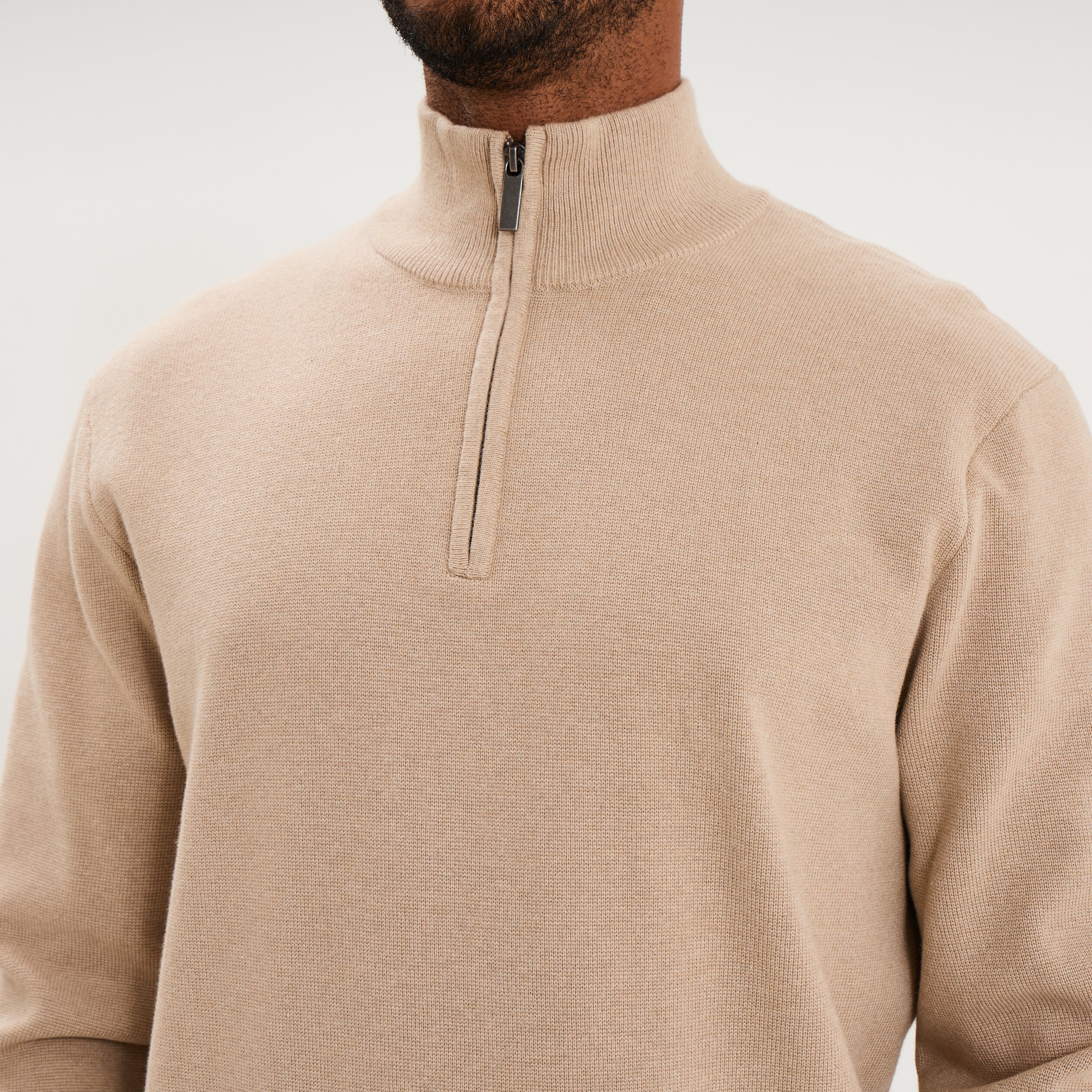 Pull camionneur manches longues beige homme