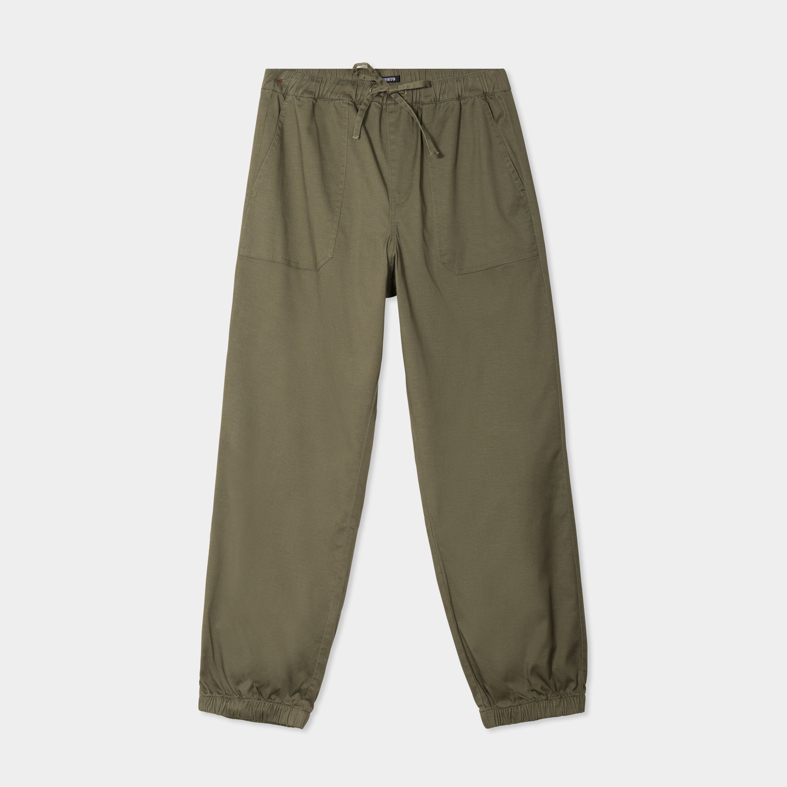 pantalon droit battle taille elastiquee vert kaki femme Pantalon droit battle taille élastiquée vert kaki femme