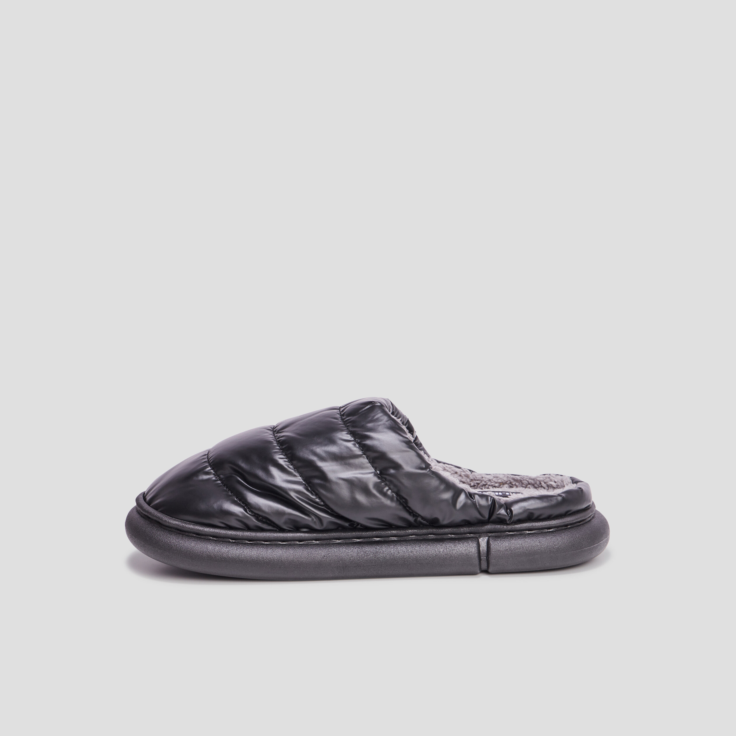 chaussons mules matelasses fourres noir homme Chaussons mules matelassés fourrés noir homme