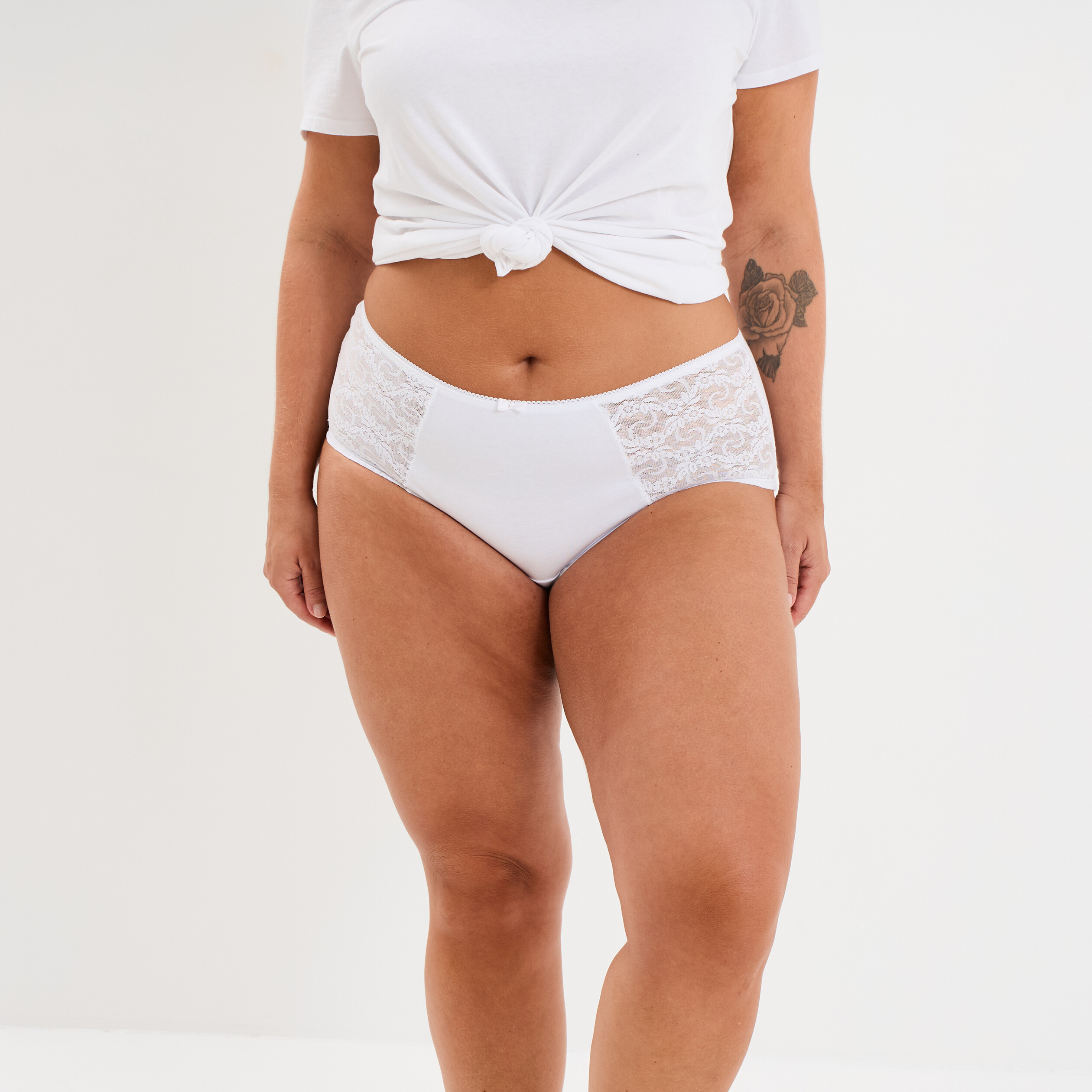 Shorty en coton blanc femme grande taille La Halle