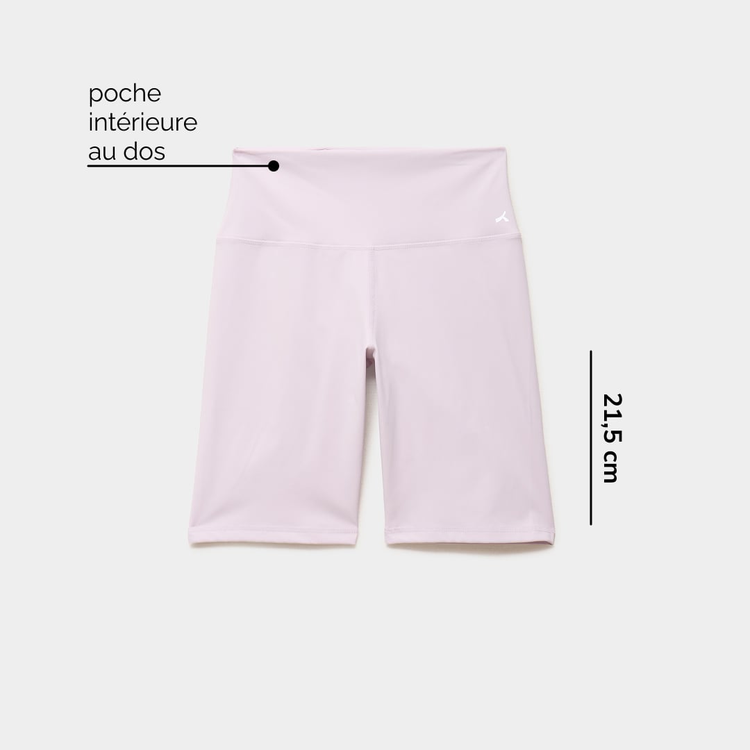 Short cycliste de sport taille haute violet clair femme