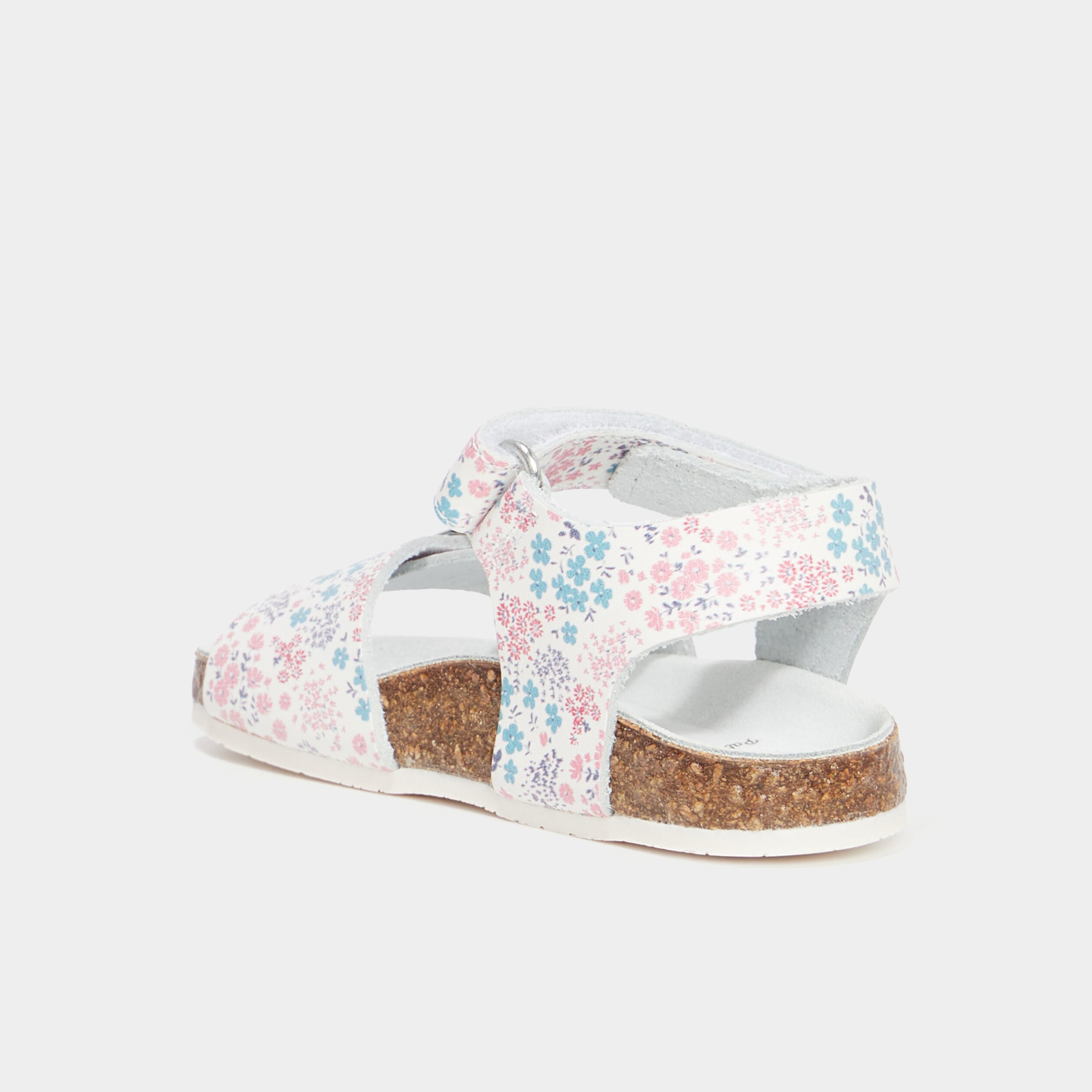 Sandales &agrave; scratchs en cuir blanc b&eacute;b&eacute; fille